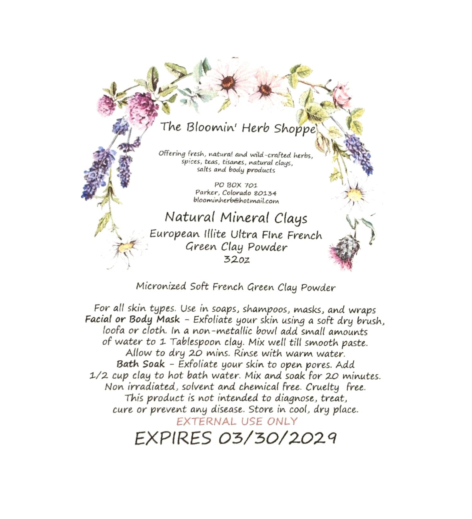 French Green Clay Powder 32oz for masks wraps shampoos soaps - Buy Online on GoSupps.com