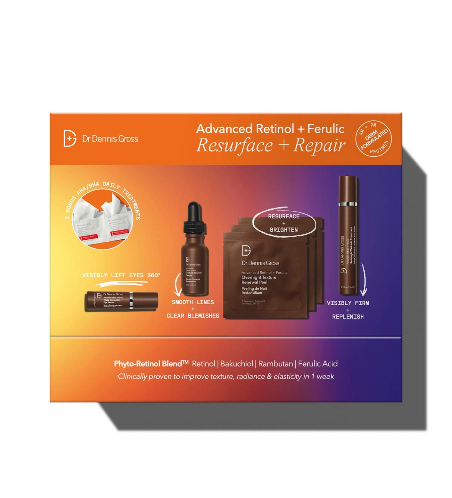 Dr. Dennis Gross Advanced Retinol + Ferulic Resurface + Repair Kit | Comprehensive Set for Complexion Repair - Buy Online on GoSupps.com