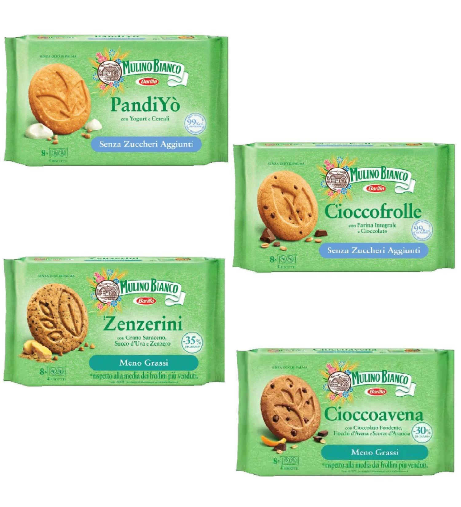  Italian Gourmet E.R. Mulino Bianco 4 x 200 g Cookies No Added Sugar with Yogurt and Cereal + Polpa 400 g - Buy Online on GoSupps.com