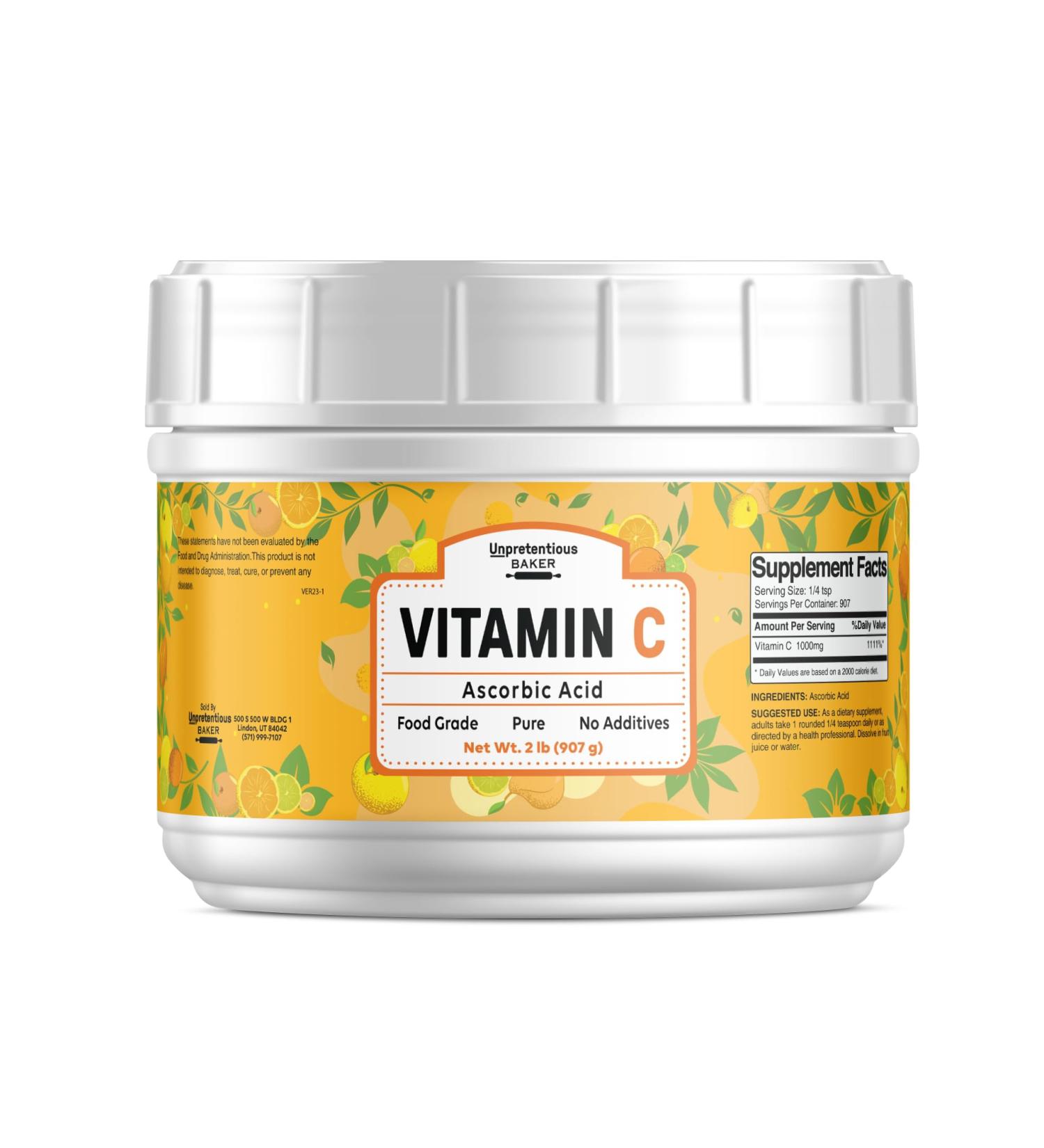 Vitamin C Powder Baker 2lb Resealable Tub | Ascorbic Acid | 2 Pound Pack - Buy Online on GoSupps.com