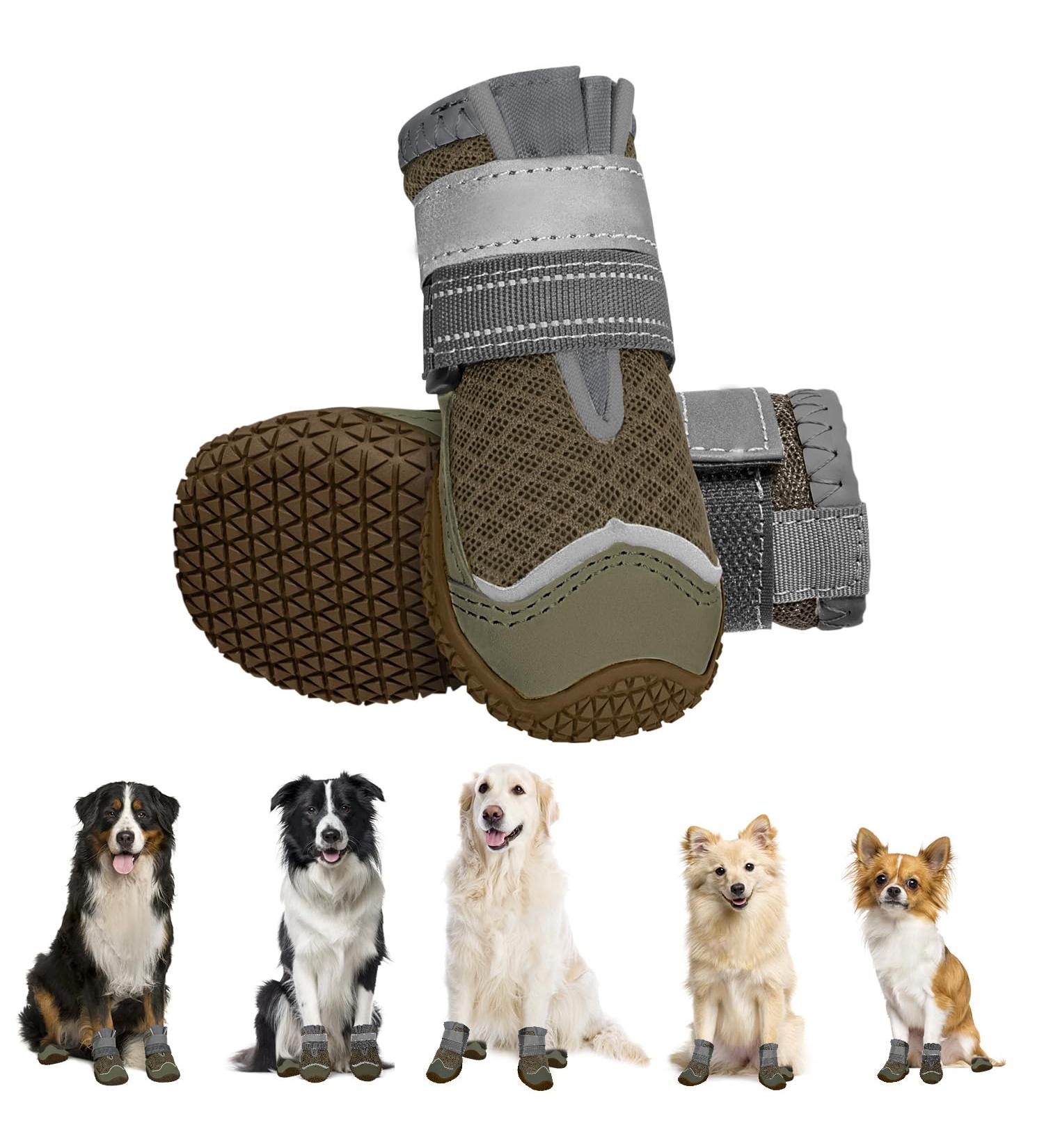 Eyein Dog Shoes for All Sizes - Breathable Paw Protection Non-Slip Sole & Reflective Velcro Fastener - Perfect for Outdoor Sports Brown (2 Pieces) - Buy Online on GoSupps.com