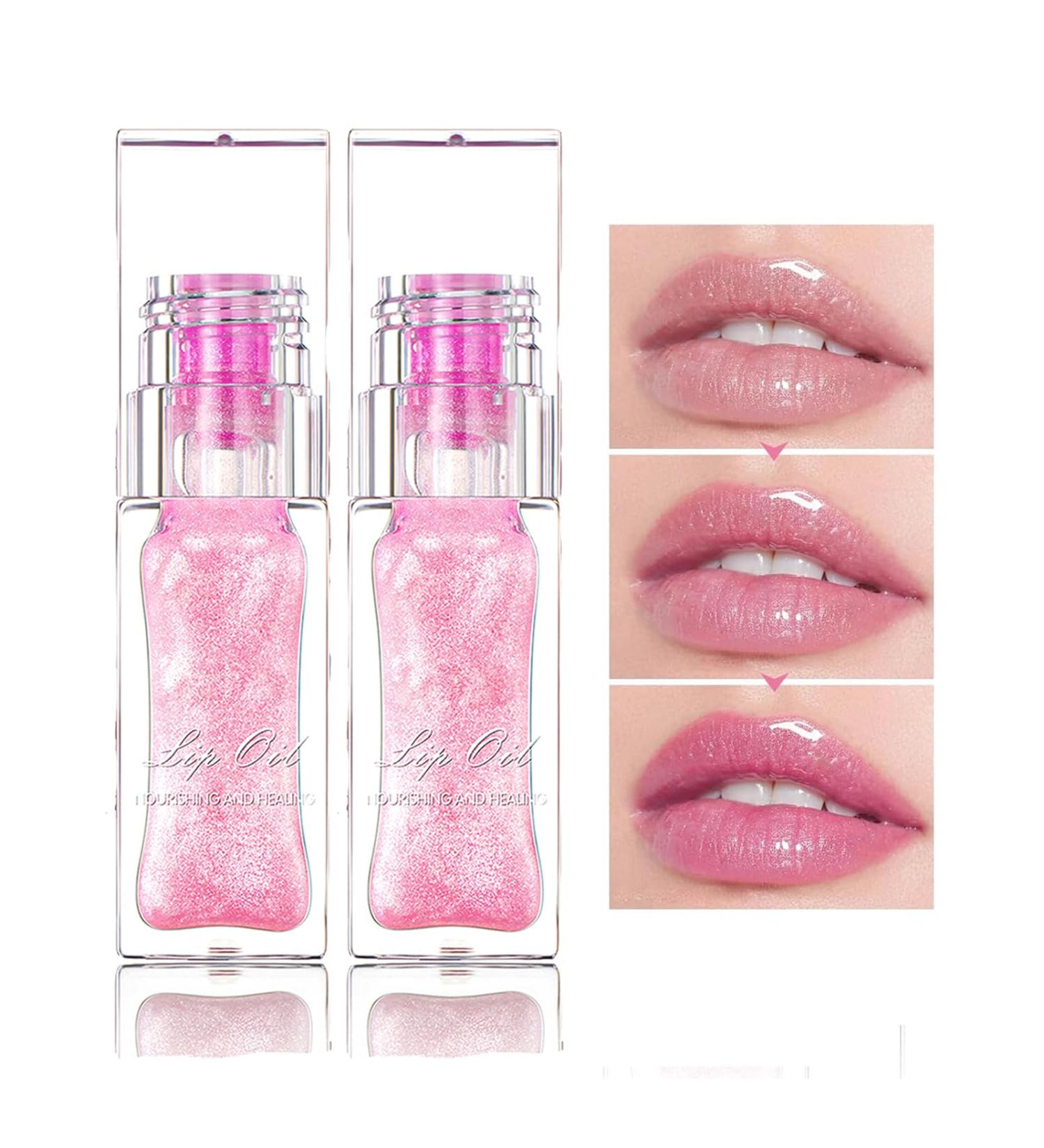Bekoeen 2Pcs Magic Color Changing Lip Oil Lipstick Big Brush Hydrating Glimmer Glow Oil Long Lasting Moisturizing Smooth Non-Sticky Lip Gloss Lip Balm Fresh Lip Oil Stain Girl's Lip Care (light pink) - Buy Online on GoSupps.com