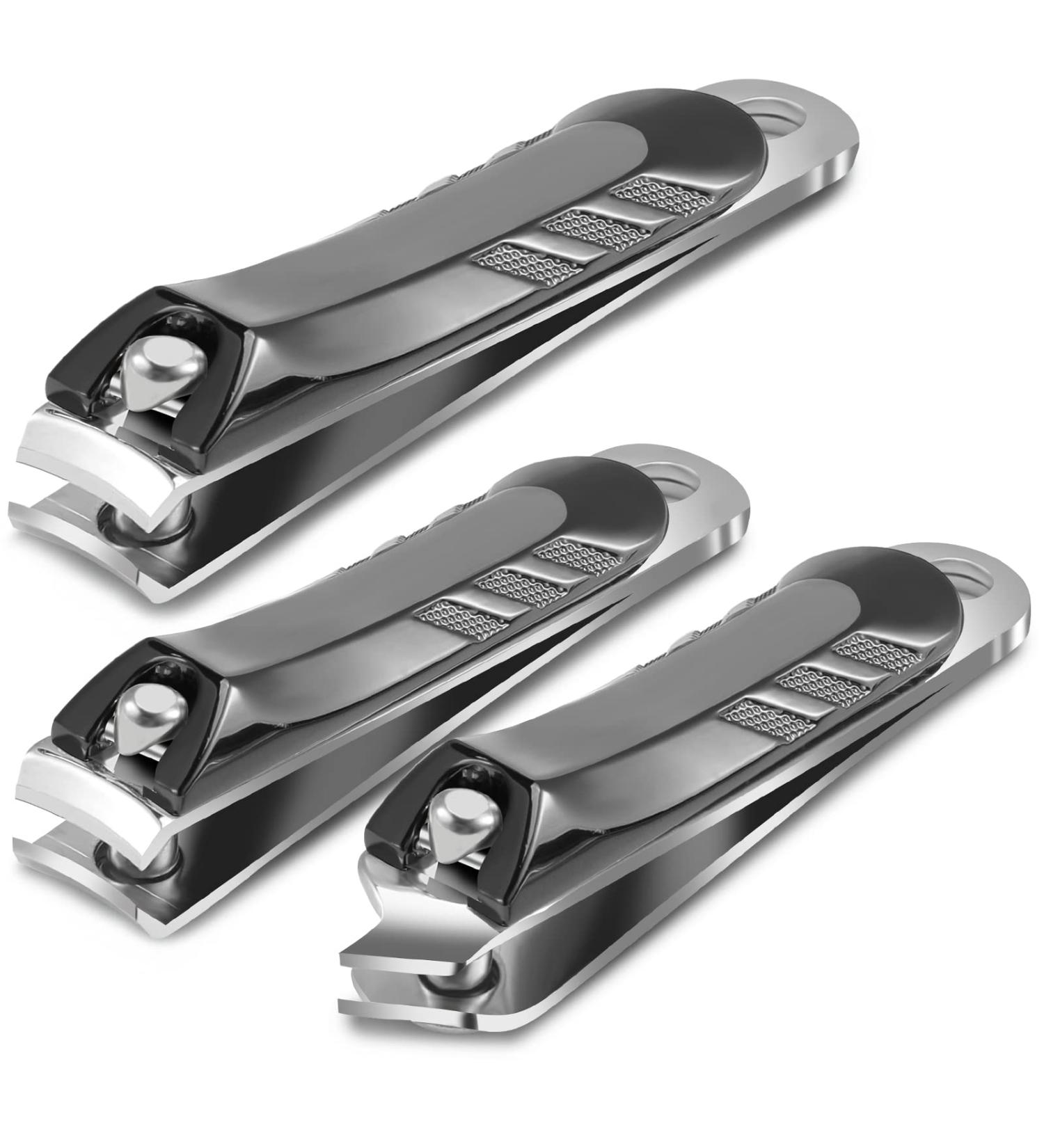 3 Pack Stainless Steel Nail Clippers Set - Sharp Clippers for Thick or Ingrown Nails - Personal Pedicure Kit for Men and Women | Modern Design - Buy Online on GoSupps.com