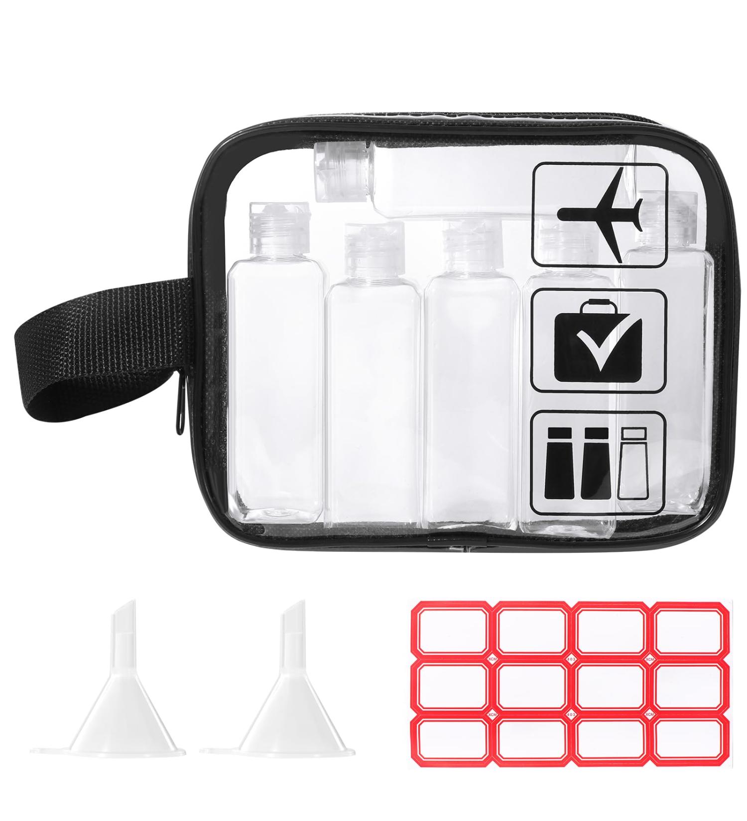 Diboniur Cultural Bags - 10-Part Aircraft Travel Set | 6 Travel Bottles 100ml & Funnels | Essential Accessories for Shampoo Cream Liquid & Lotion - International Shipping Available - Buy Online on GoSupps.com
