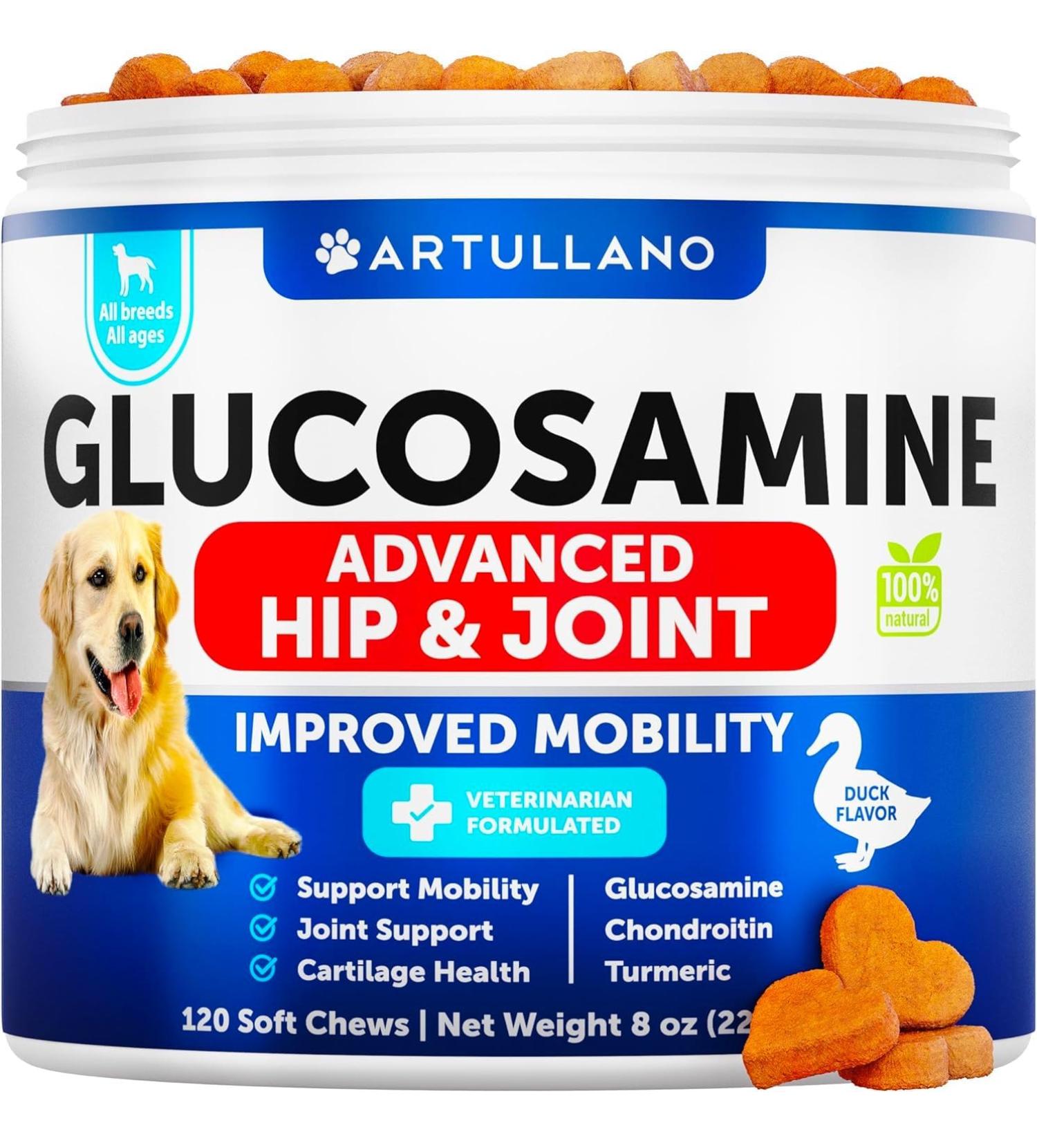 Glucosamine for Dogs - Advanced Hip and Joint Supplement for Dogs - Glucosamine Chondroitin for Dogs - Dog Joint Pain Relief - MSM - Support Dog Joint Supplement Health - 120 Chews 120 Chews Brown - Buy Online on GoSupps.com