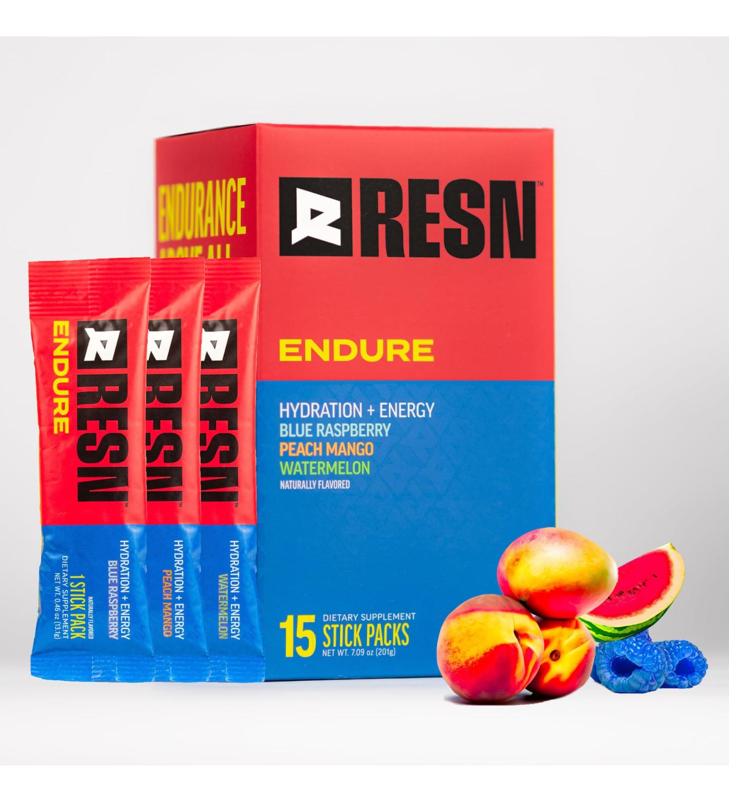 RESN Endure Electrolytes Variety Pack - Energizing Drink Mix for Hydration Natural Caffeine & Coconut | 15 Stick Packs for Home Gym & Sports - Buy Online on GoSupps.com