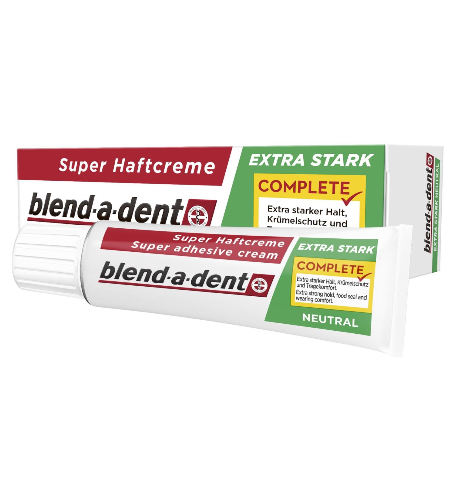 Blend-a-dent Super-Adhesive Cream - Extra Strong 12 Pack (47g Each) for Secure Denture Hold - International Shipping Available - Buy Online on GoSupps.com