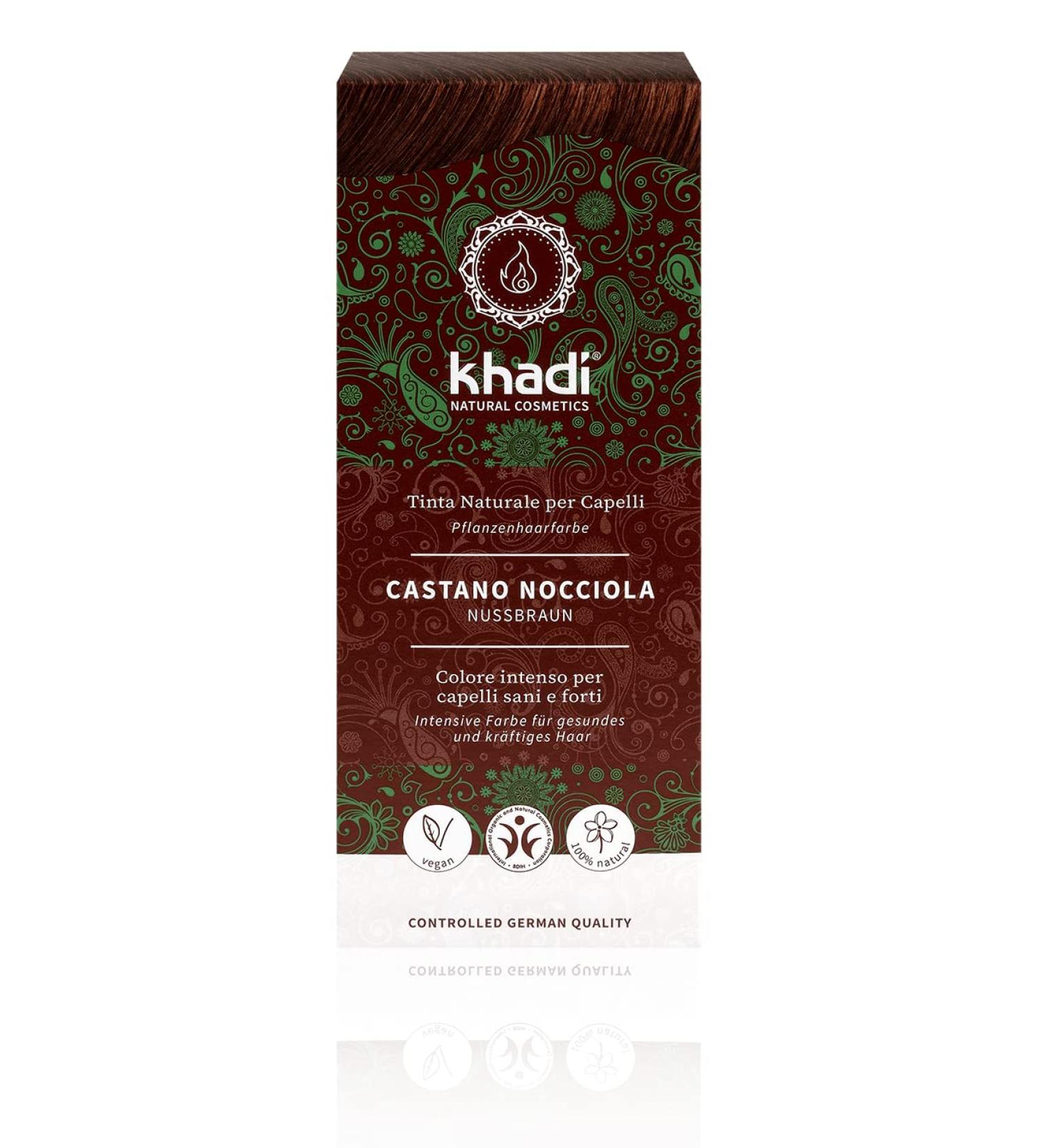 Khadi Nut Brown Plant Hair Color - 100g | 100% Natural & Vegan | Shiny Chocolate Brown Hair Color | Certified Natural Cosmetics - Buy Online on GoSupps.com