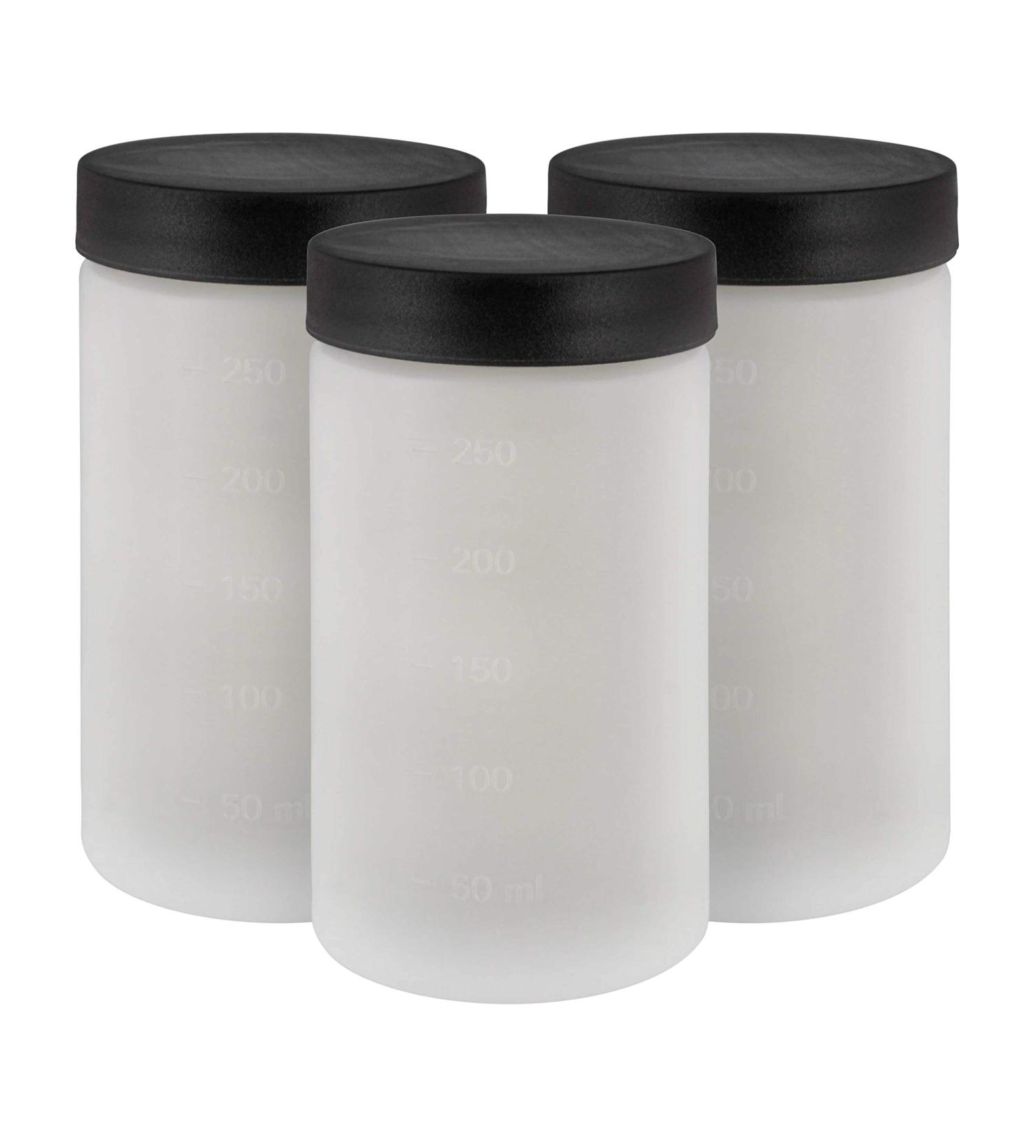 Belloccio C3-11 Sunless DHA Spray Tanning Solution Cups with Lids (Pack of 3) - 8.5 oz (250ml) Plastic Cups Fit Belloccio Model G11 Metal Turbine Spray Tanning Applicator Gun - Replacement Jars Storage Bottles