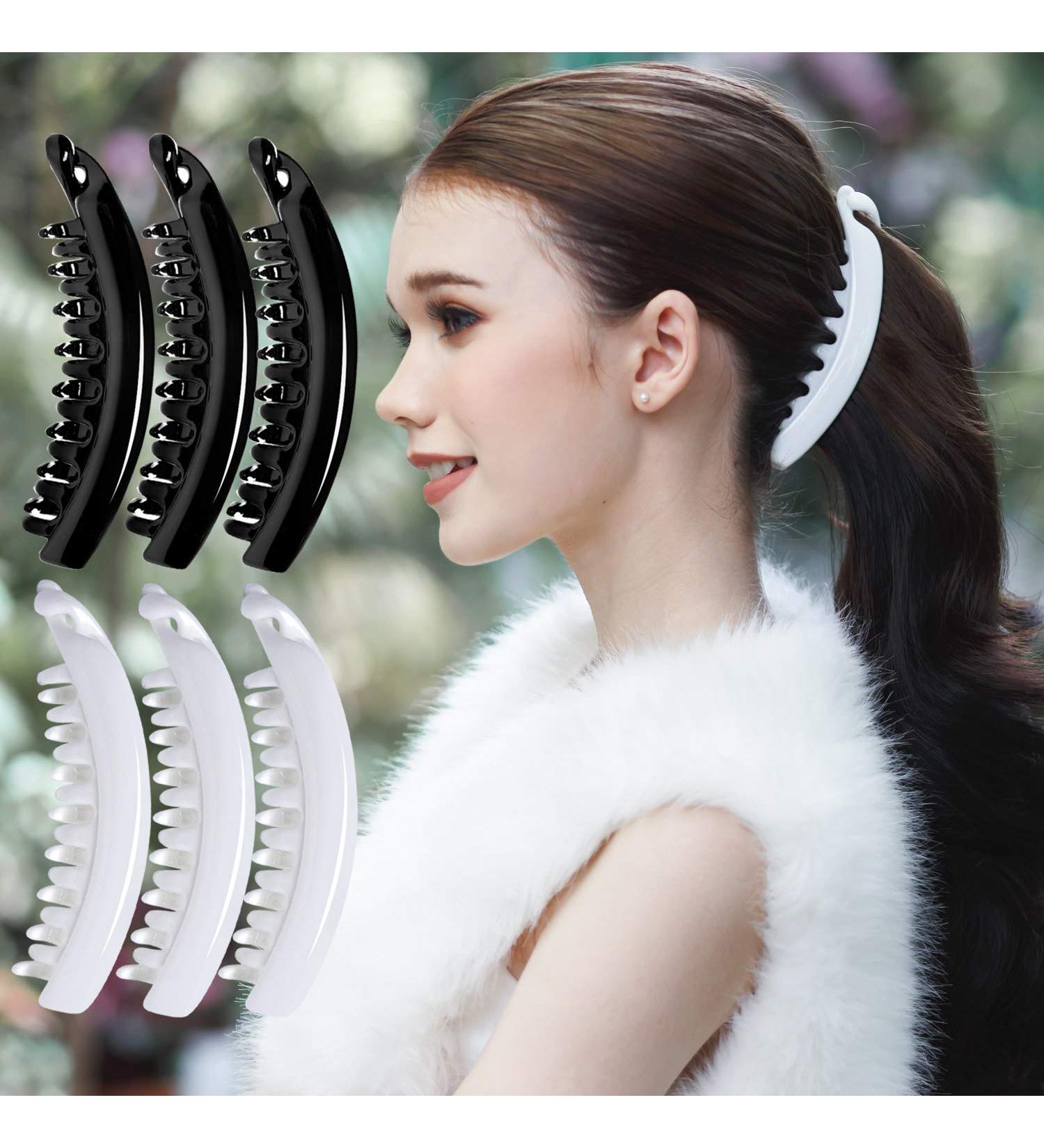 High-Quality RC Roche 6-Pack Ponytail Hair Clips | Robust Banana Clasps for Volume | Large Black & White Hair Accessories - Buy Online on GoSupps.com