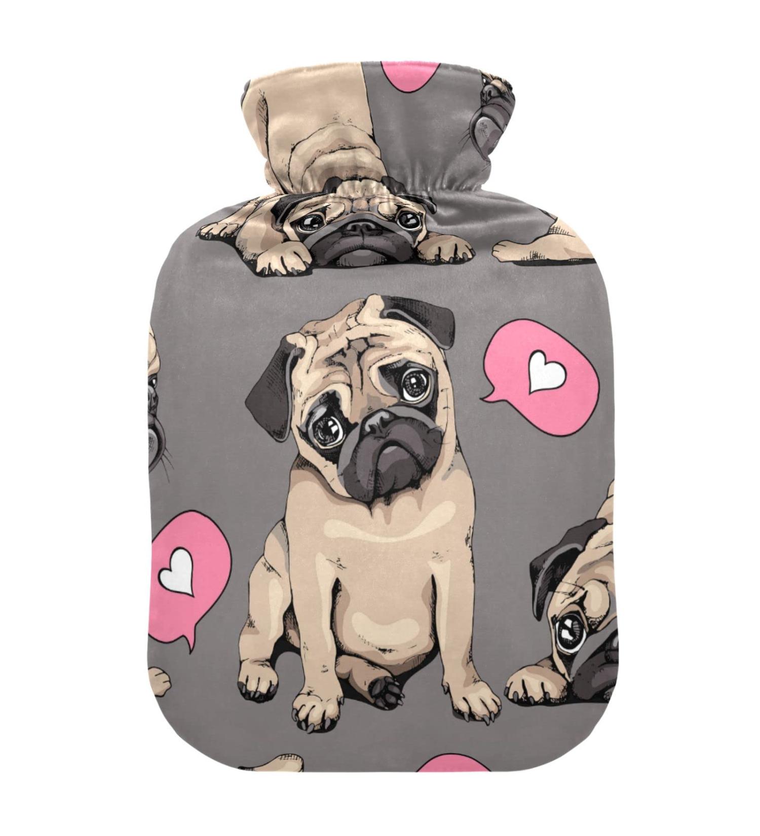 Buy Hot Water Bottles with Cute Pug Cover - 2L Pain Relief & Hot/Cold Compress - Buy Online on GoSupps.com