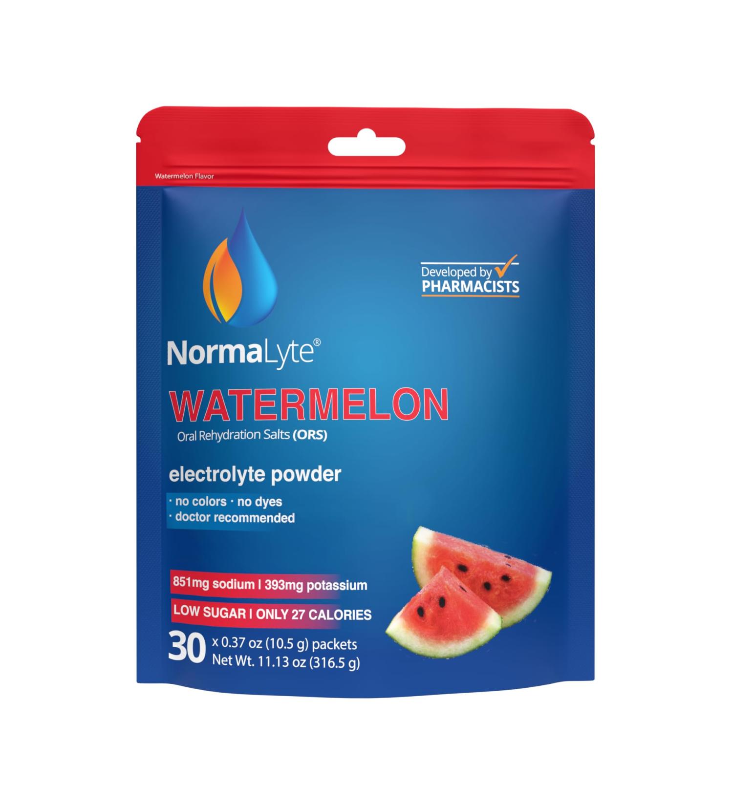 NormaLyte Watermelon - Eligible Electrolyte Powder Packets | Clinically Studied Electrolyte Drink Mix | 30 Count Effective Hydration Sticks