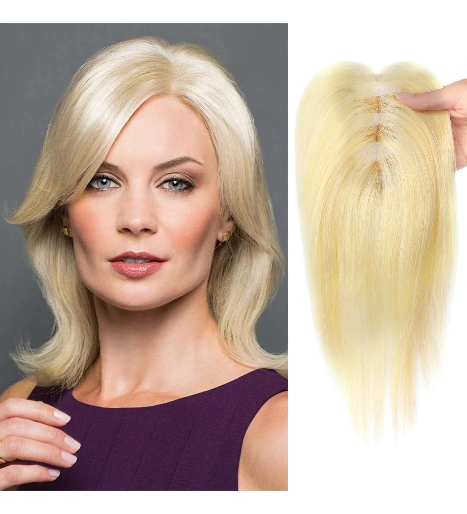 10 Inch Blonde Human Hair Topper for Women - Clip in Wig Topper for Thinning Hair - 613# Lightest Blonde - Women's Hair Loss Solution - Buy Online on GoSupps.com
