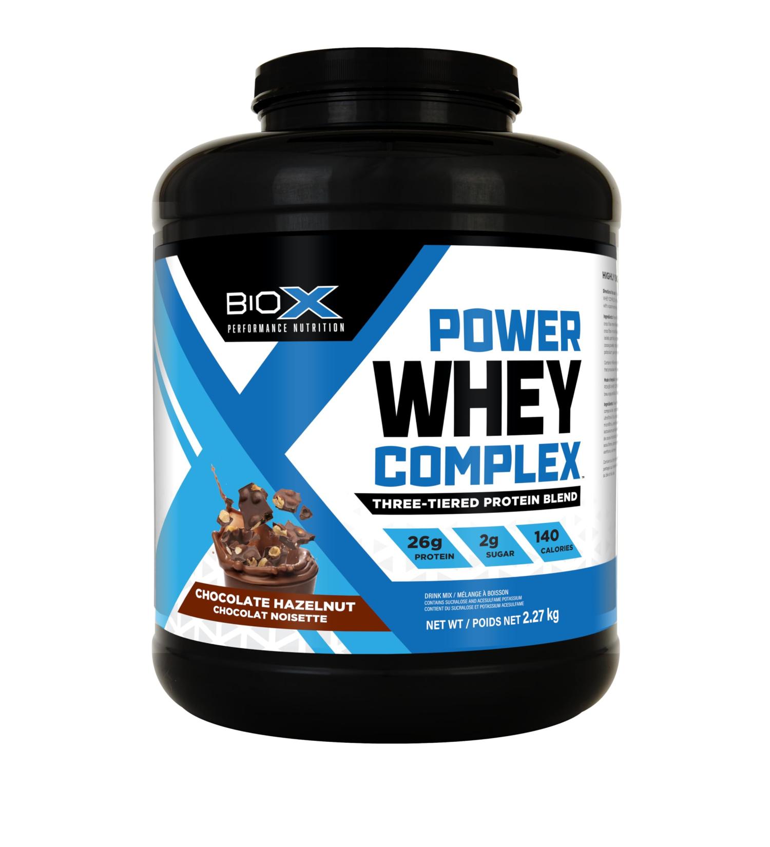 BioX Power Whey Complex | High Protein 100% Pure Whey Protein Powder | 26g Protein | Nitrogen-Rich Three Tiered Powder with Whey Concentrate Whey Isolate Hydrolyzed Whey | 65 Servings 5LB (Chocolate Hazelnut) Chocolate Hazelnut 65 Servings (Pack of 1) - Buy Online on GoSupps.com