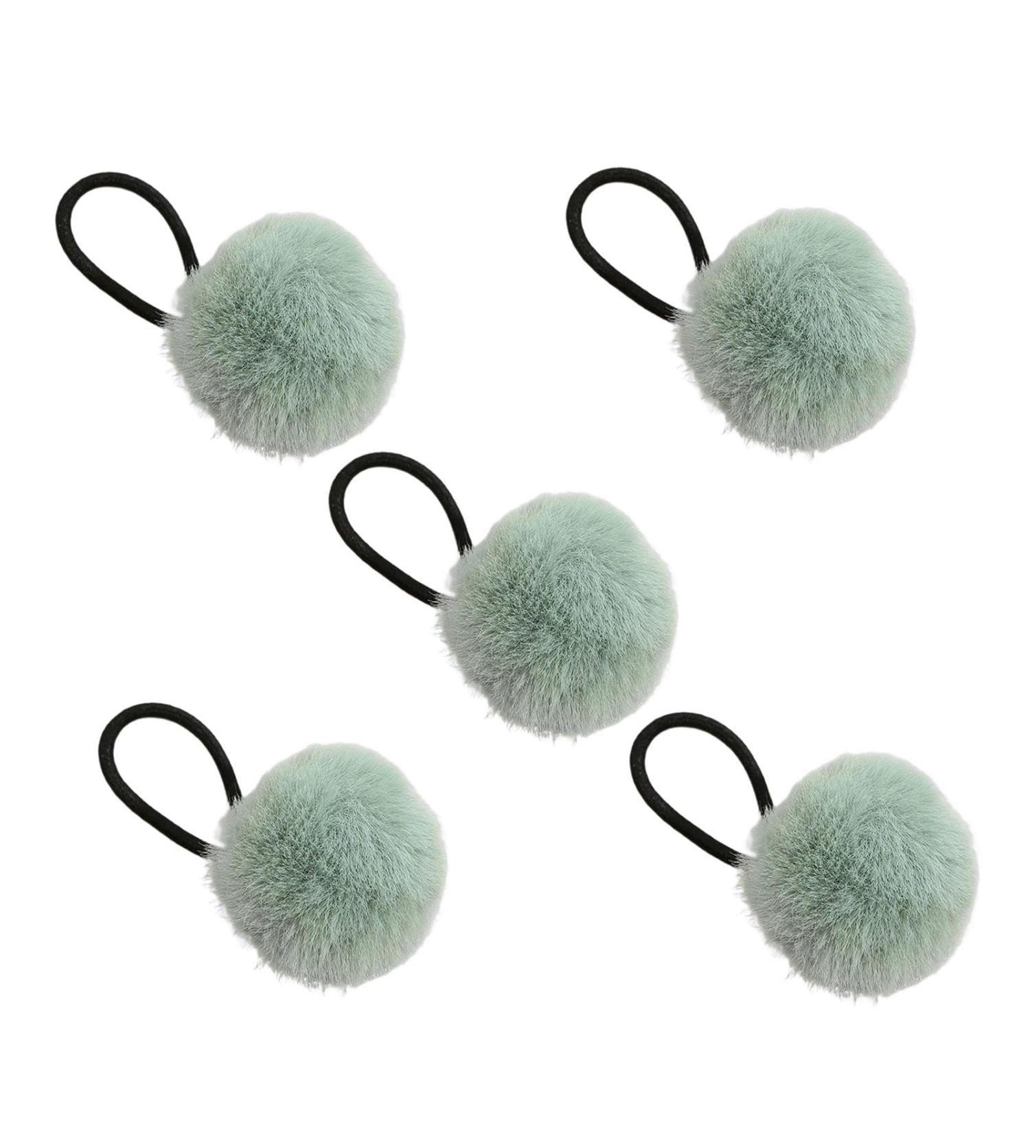 Furry Ball Ponytail Holders - Women's Pompom Colorful Hair Ties - Chic Furry Ball Hair Ties Fashionable Hair Ring Ties for Dating Schools Green - Buy Online on GoSupps.com