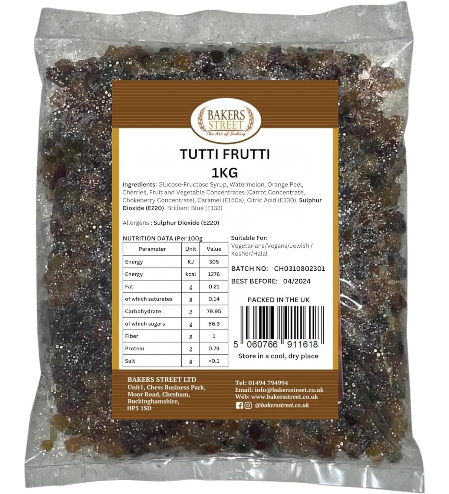 Tutti Frutti (1kg X 5) | Mix Candied fruit pieces | Bright Coloured Candied Fruit | Dessert Icecream Toping Cakes Baking fruit 31 x 21 x 3.5 cm 1 Kilograms - Buy Online on GoSupps.com