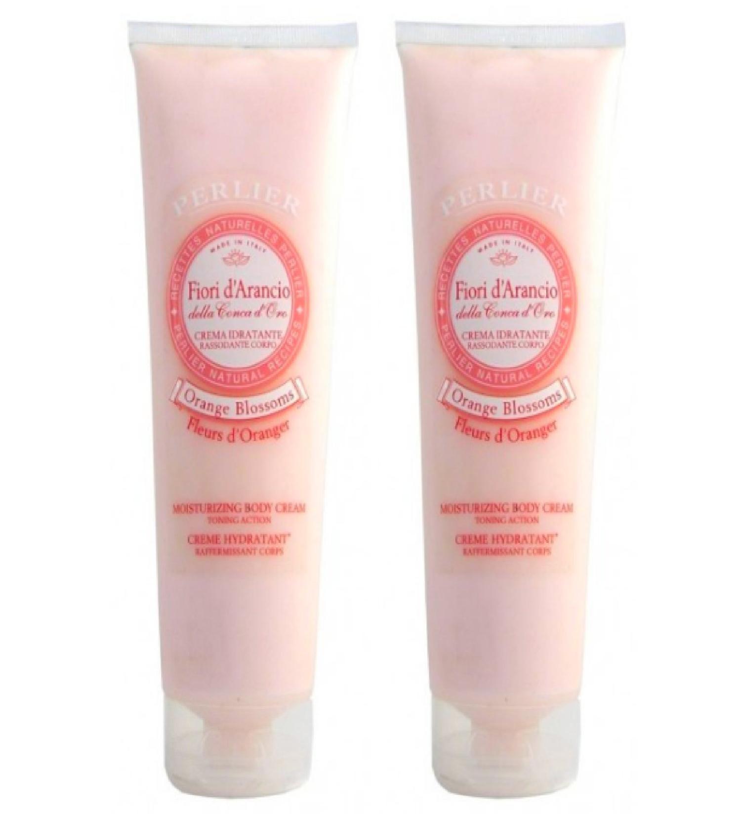 Perlier:"Fiori d'Arancio della Conca d'Oro" Moisturizing Body Cream Orange Blossom Scent 8.4 Fluid Ounces (250mL) Tube Pack of 2 Italian Import