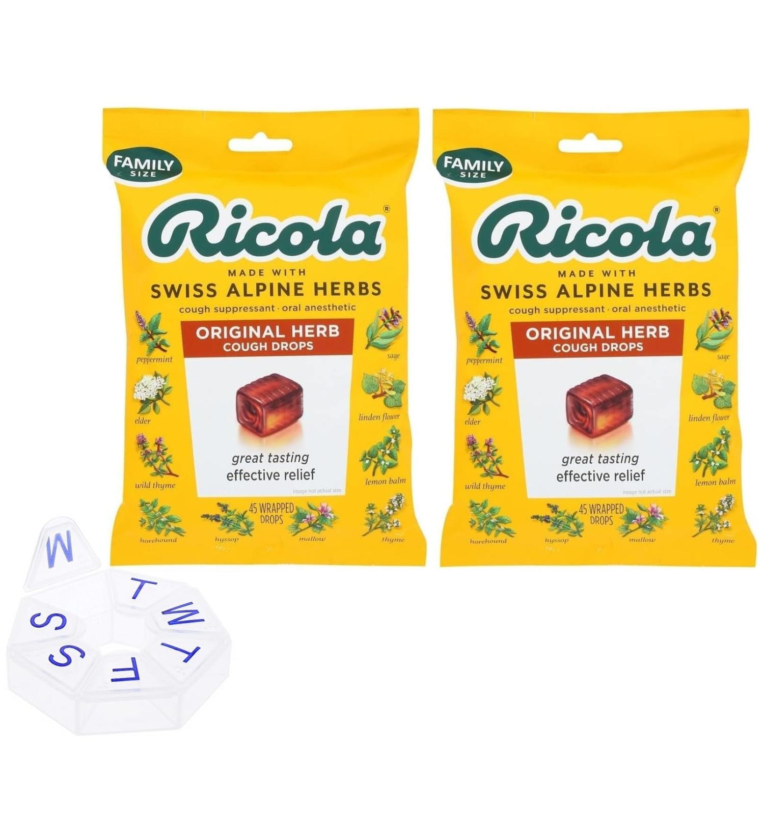 Shop Ricola Original Herbal Cough Drops & Weekly Pill Organizer - 90 Drops - Fast International Shipping - Buy Online on GoSupps.com