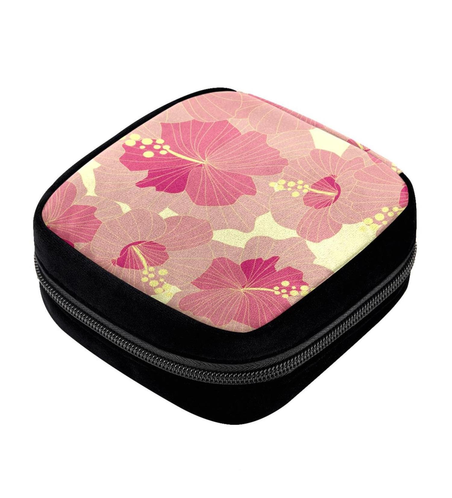 GIAPB Period Bag - Pink Flower Sanitary Napkin Storage & Makeup Pouch - Buy Online on GoSupps.com