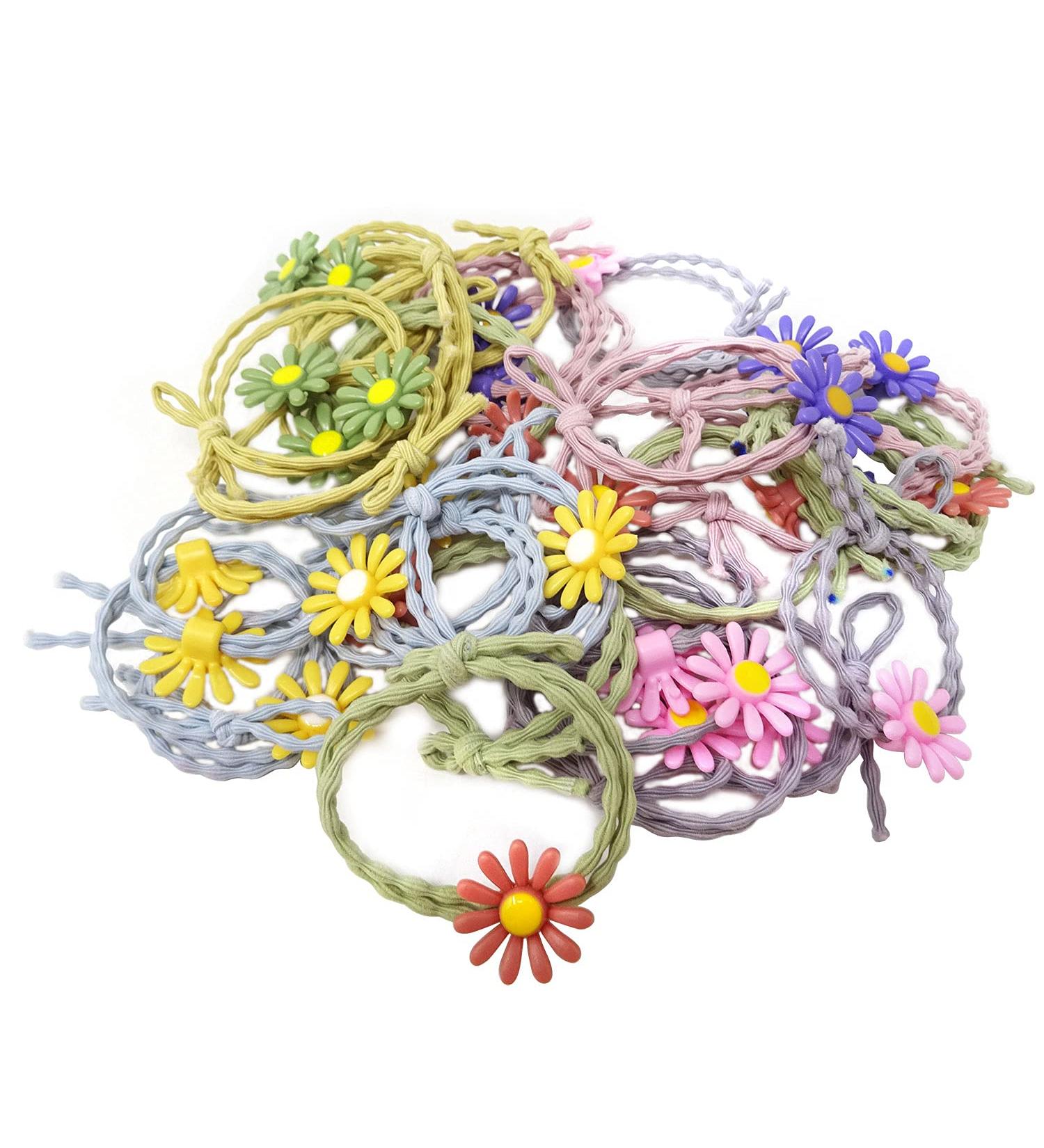 Honbay 30PCS Elastic Daisies Hair Ties - Cute Ponytail Holders for Thick & Curly Hair (5 Colors) - Buy Online on GoSupps.com