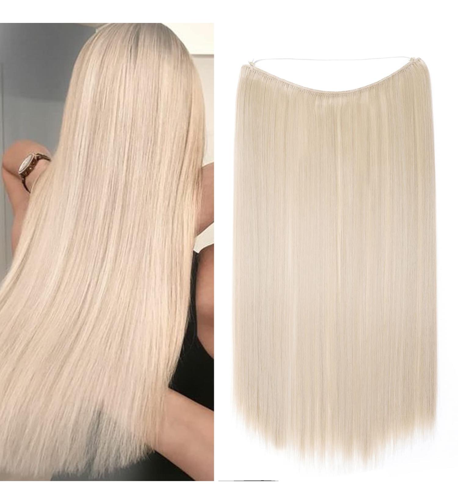 Secret Headband Wire Hair Extensions - Ombre Bleach Blonde 50cm Straight Rubber Band for Women - Buy Online on GoSupps.com