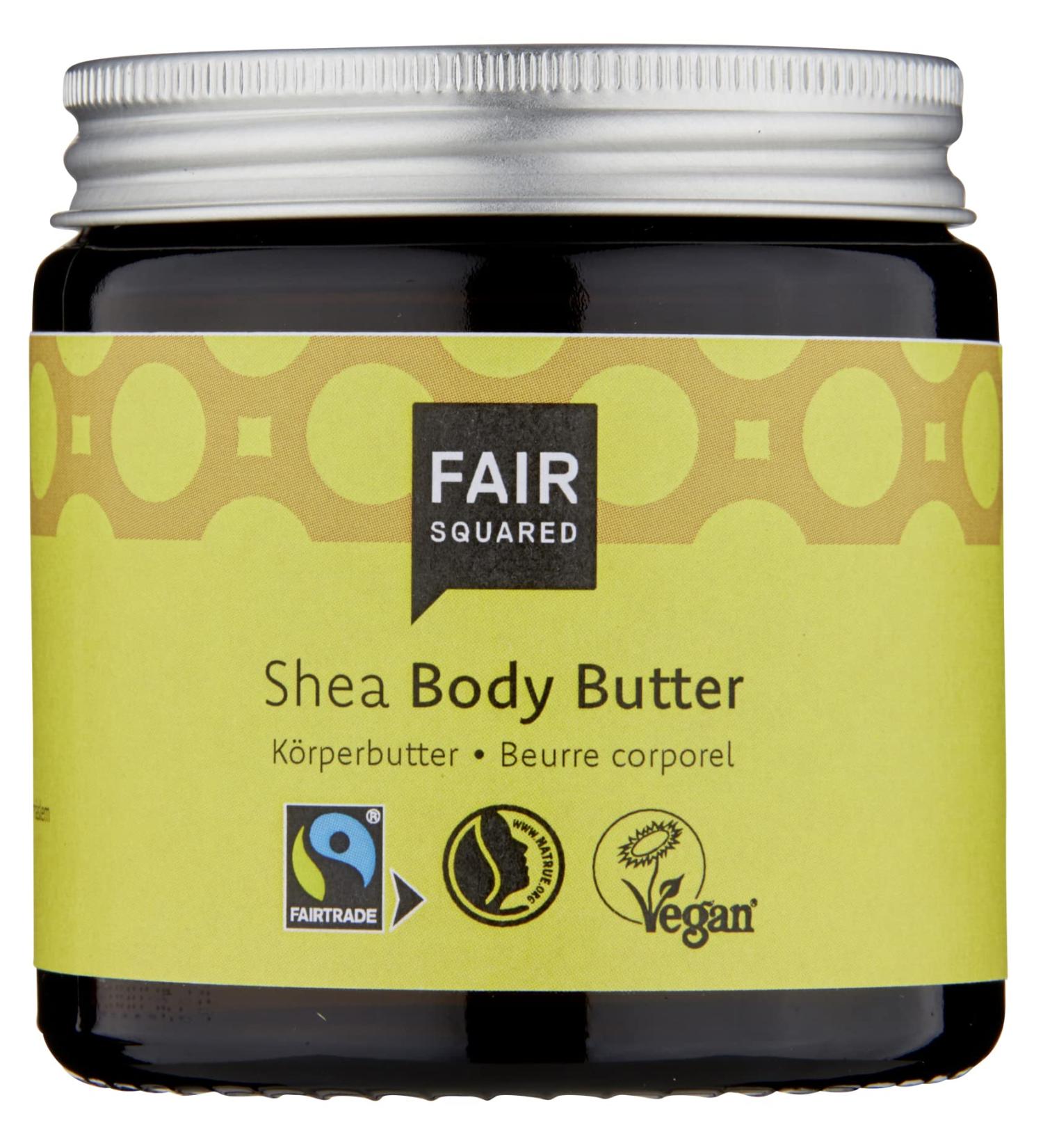 FAIR SQUARED Body Butter Shea 100 ml Body butter - for dry skin - vegan natural cosmetics - Zero Waste 100 ml (1 pack)
