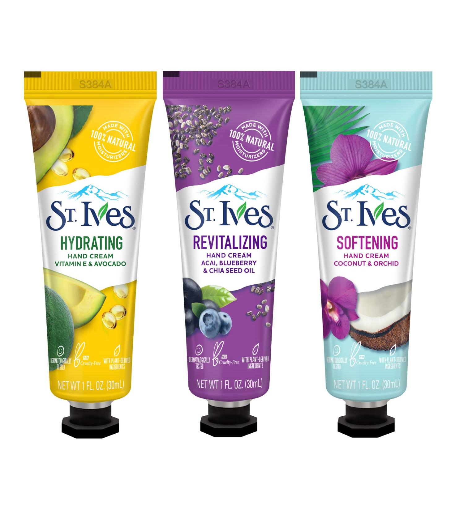 St. Ives Hydrating Hand Cream Variety Pack - Blueberry Avocado Coconut | Travel Size Lotion 1 Fl Oz (Pack of 3) - Buy Online on GoSupps.com