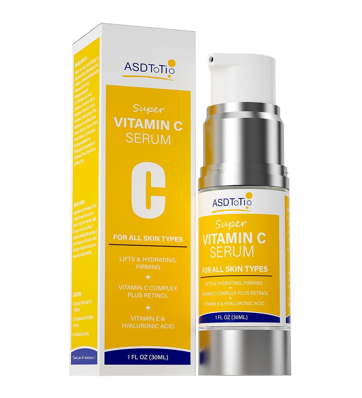 Super Vitamin C Serum for Women 70+ | Hydrating Hyaluronic Acid & Collagen | Firming Face Serum - 1 FL OZ - Buy Online on GoSupps.com
