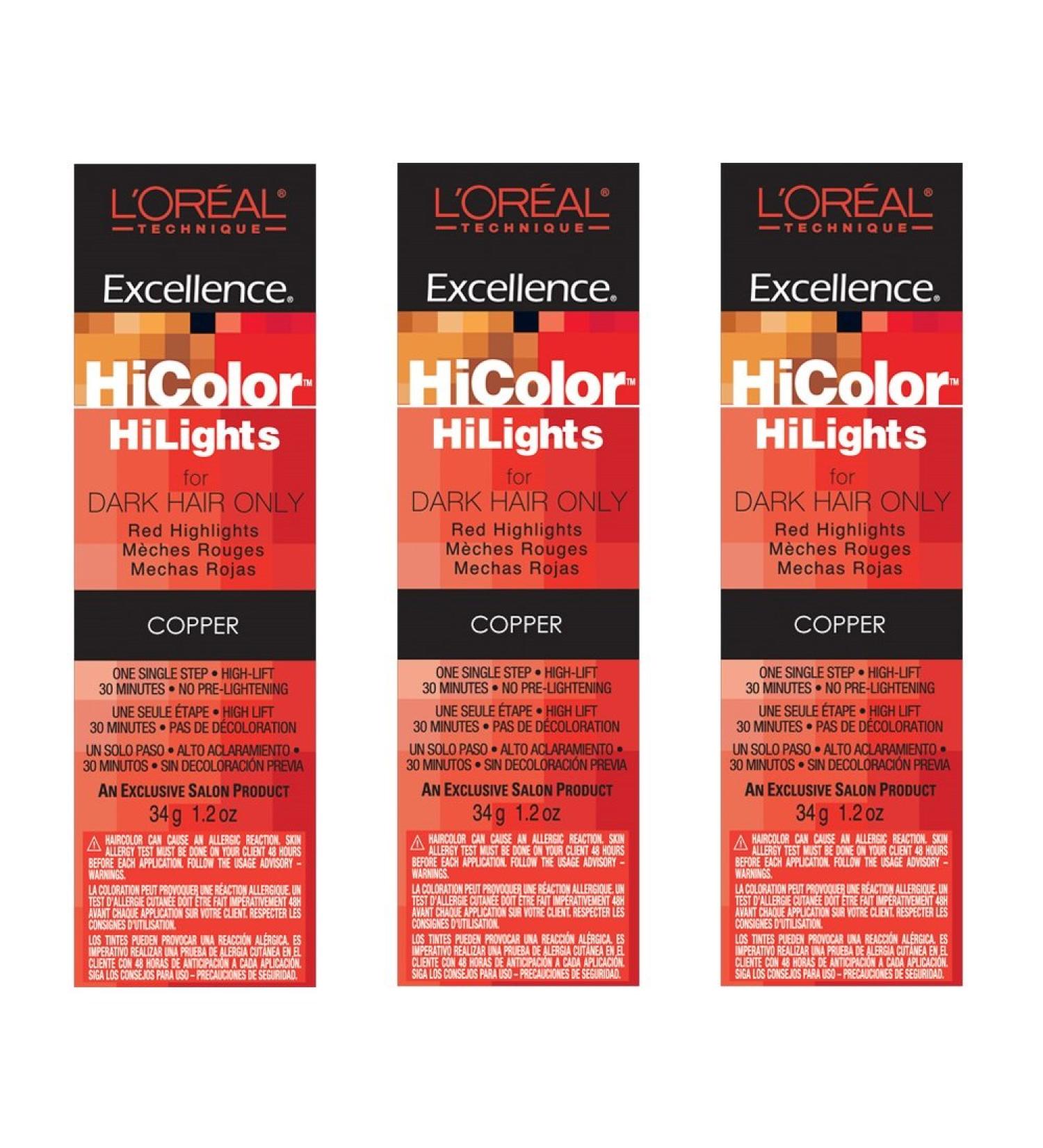 L'Oreal HiColor HiLights COPPER Permanent Hair Color Tint HC-05104 (3 Pack) Copper 1.2 Ounce (Pack of 3)
