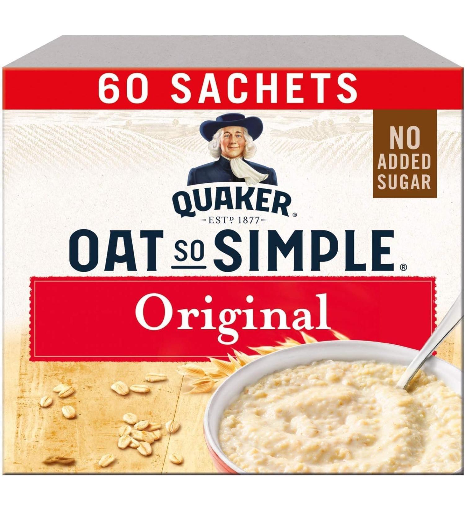Quaker Oat So Simple Original (60 x 27g) - 60 Sachets | Good Source of Fibre & Helps Lower Cholestrol. Enjoy as part of a varied and balanced diet and healthy lifestyle. - Buy Online on GoSupps.com