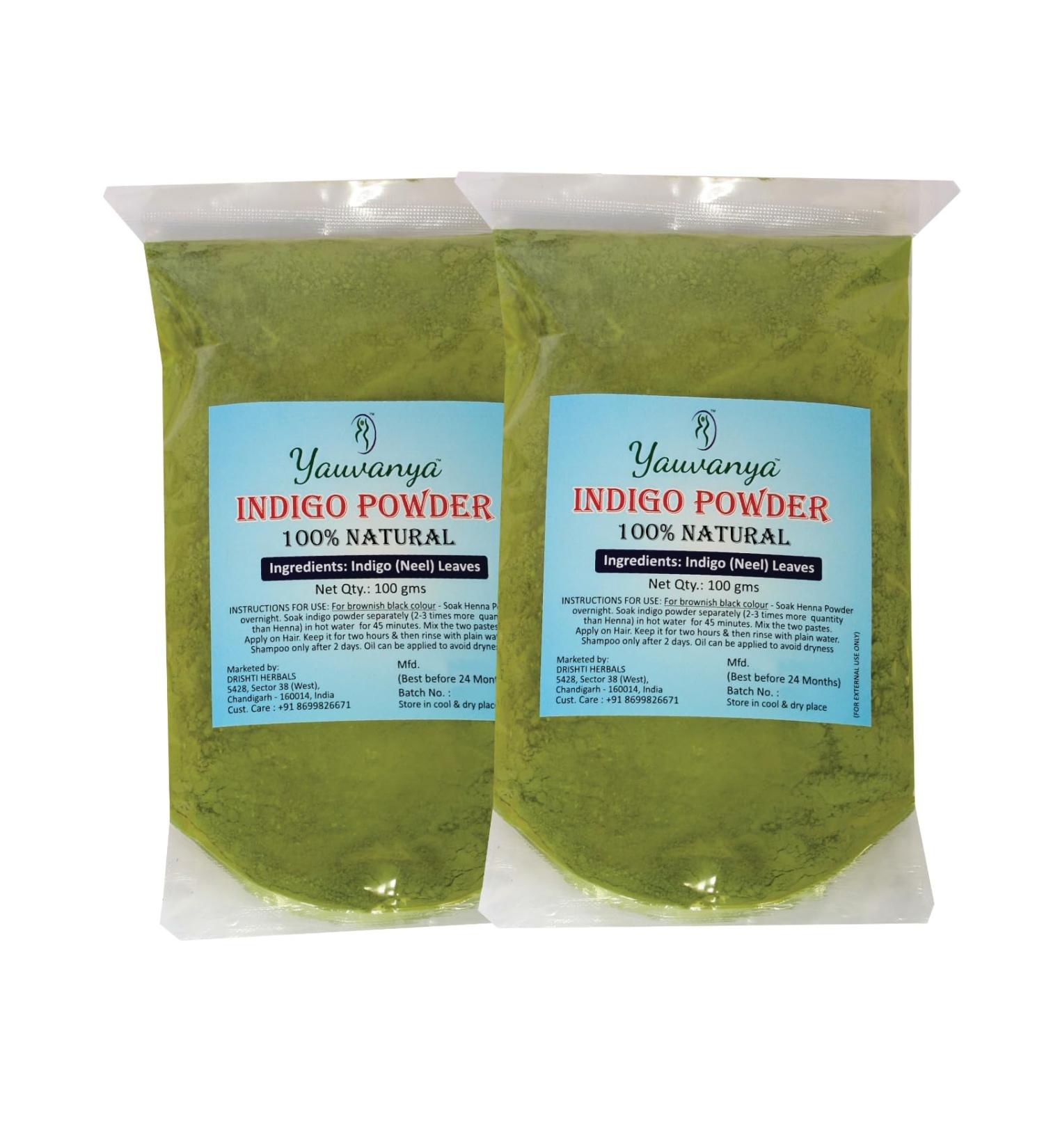 Yauvanya Pure Indigo Powder for Hair - 2 X 100 Gms