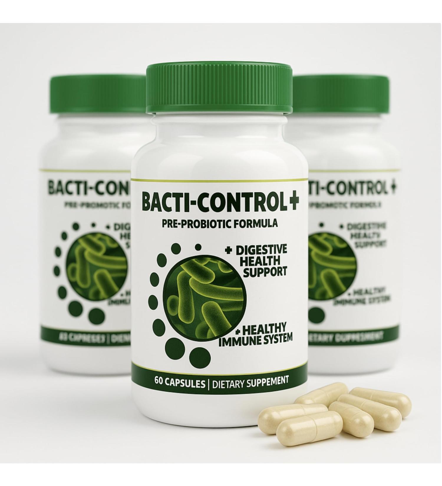 BACTI-Control+ Pre-Probiotic Formula | 3 Bottles Pack | Dietary Supplement Capsules | 60 Capsules Per Bottle | Daily Wellness Routine Support | Clean Label | Convenient Multi-Bottle Supply - Buy Online on GoSupps.com