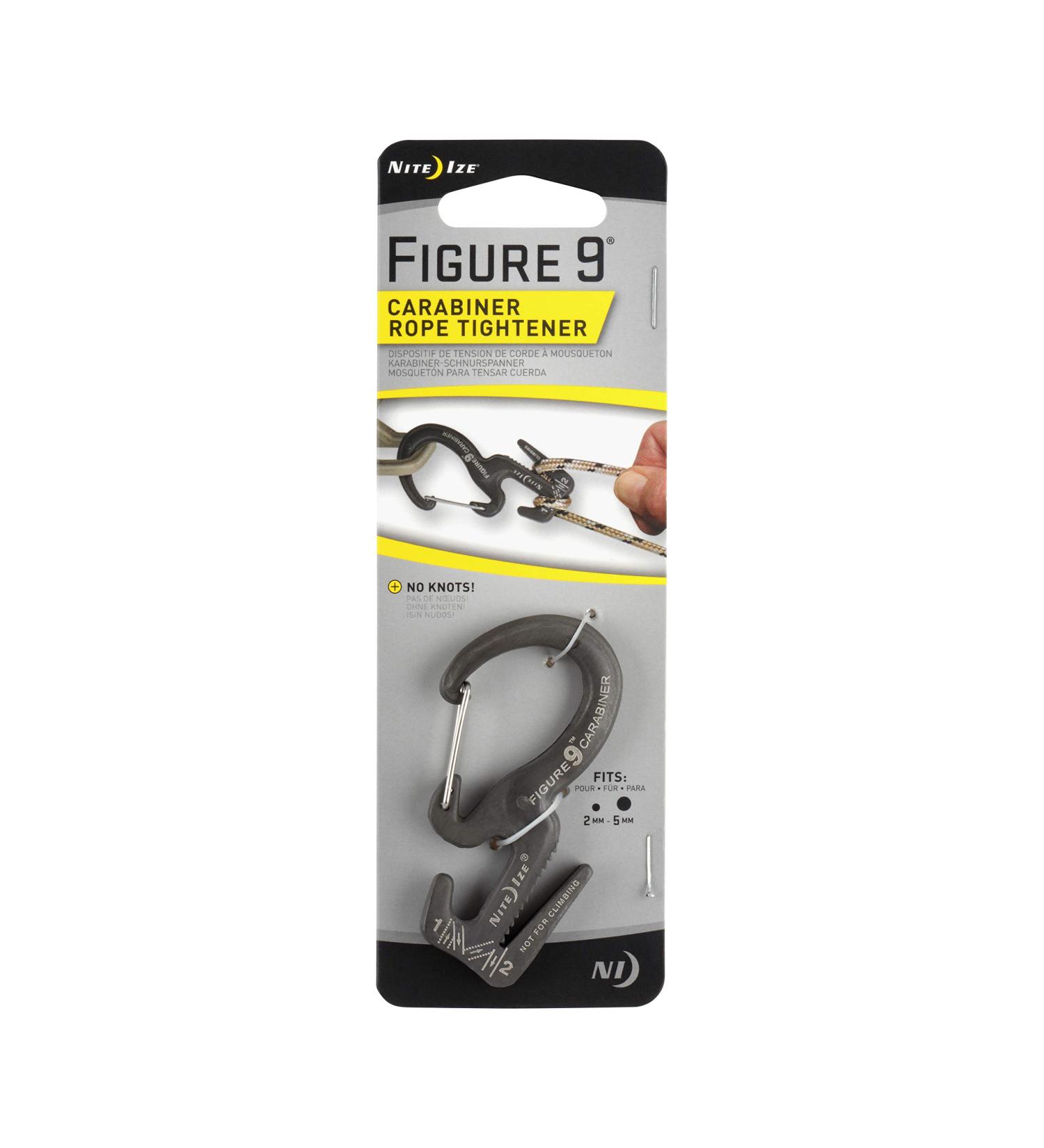 Nite Ize Figure 9 Carabiner Rope Tightener  Large Aluminum Rope Tightening Mechanism with Carabiner Clip  Fits Rope 3mm-9mm  150LB Load Limit Large Silver Gates - Buy Online on GoSupps.com