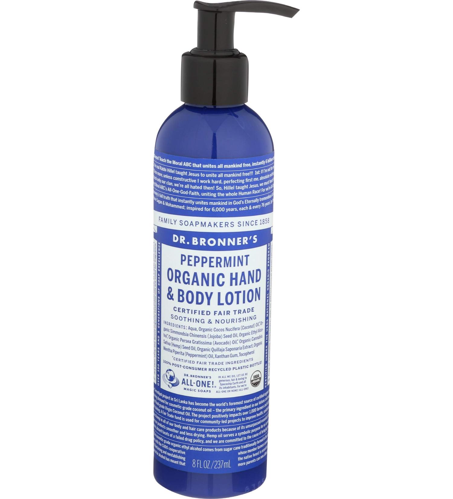 Dr. Bronner's Organic Peppermint Lotion 8 Fl Oz - Buy Online on GoSupps.com