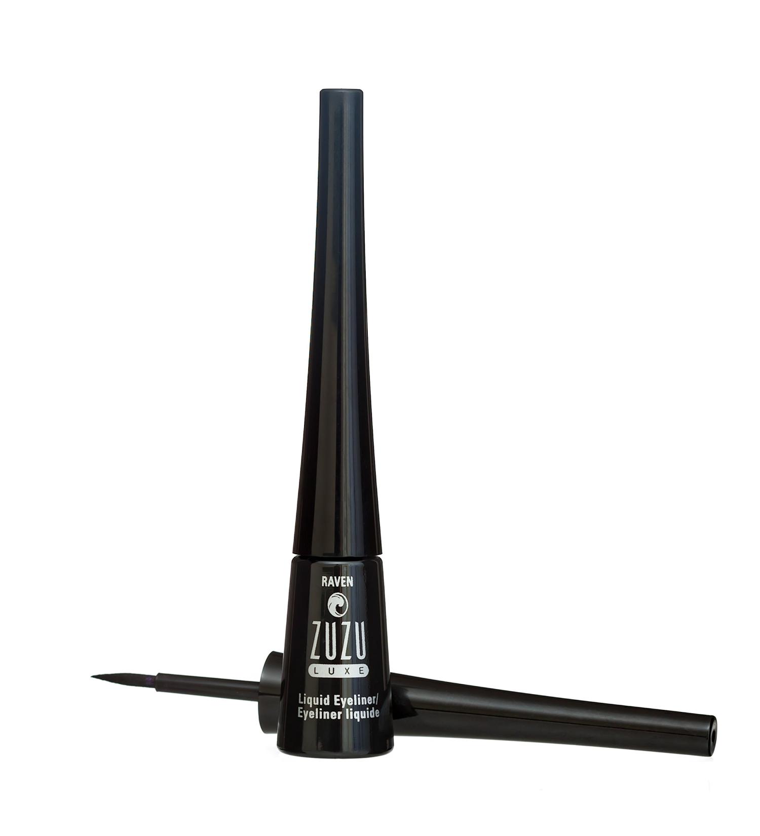 ZUZU LUXE Precision Liquid Liner (Raven - Black/ Matte)  Liquid Eyeliner featuring a fine calligraphy tip  quick-drying  water resistant. Natural  Paraben Free  Vegan  Gluten-free Cruelty-free  Non GMO  0.1 oz.