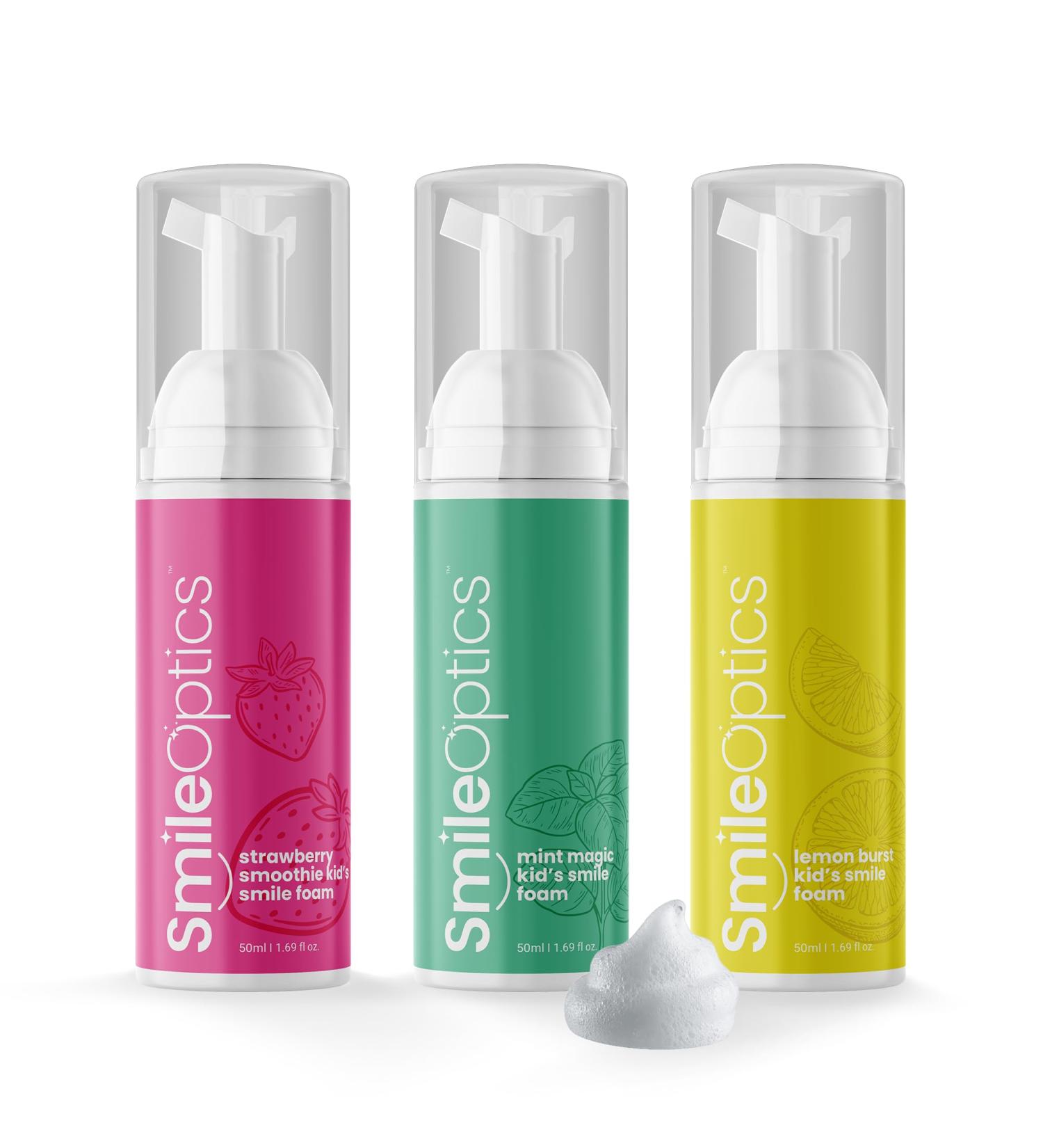 Smile Optics Kids Foam Toothpaste Variety Pack (3 Count) Fluoride-Free Foaming Toothpaste for Kids Assorted Flavors - Buy Online on GoSupps.com