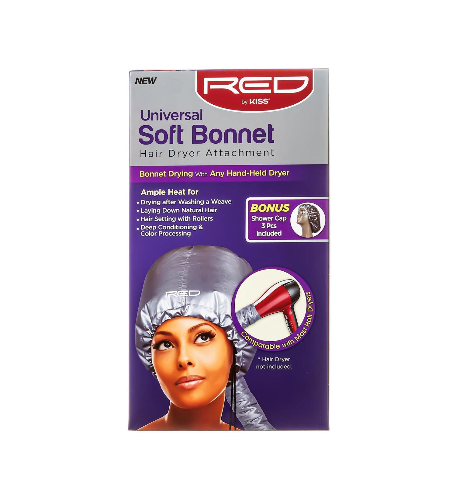 Red by KISS Universal Soft Bonnet Hair Dryer Attachment with 3 Bonus Shower Caps - Buy Online on GoSupps.com