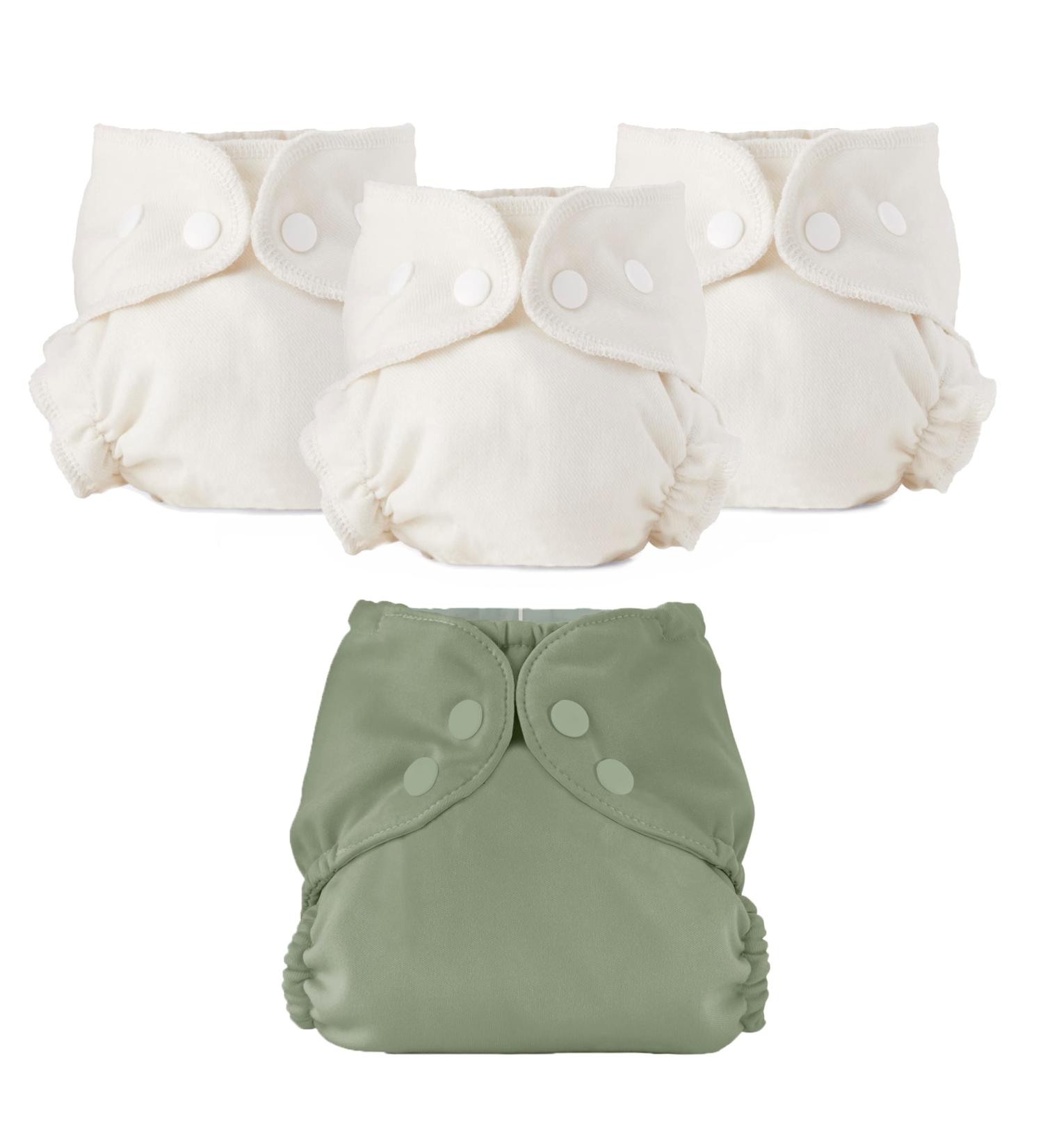 Esembly Cloth Diaper Bundle Set | Organic, Reusable, Washable Diapers - Size 2 (18-35lbs) | Aloe - Buy Online on GoSupps.com