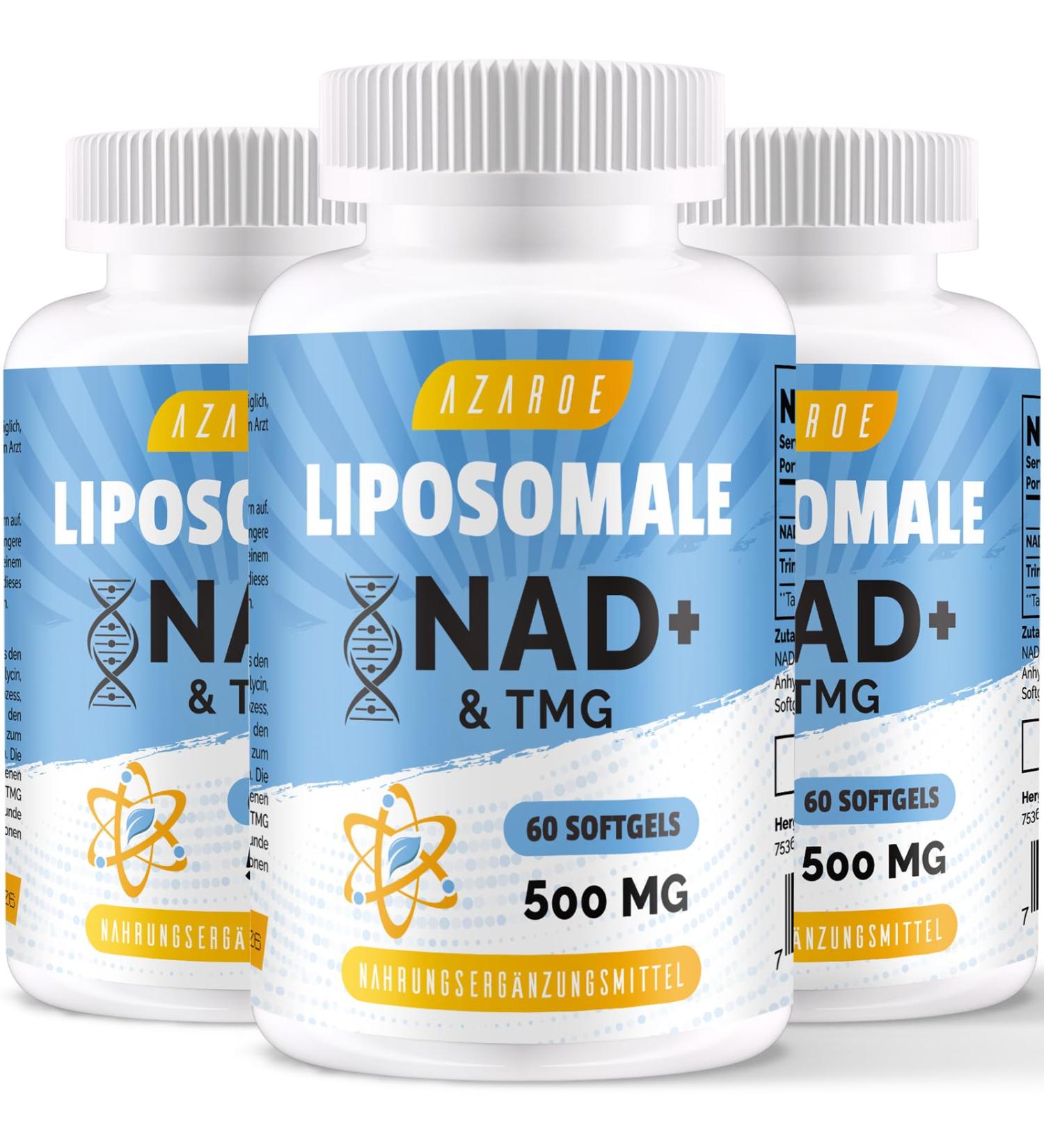 Liposomal NAD+ Softgels 500mg with TMG - Boost Cellular Energy & Support Healthy Aging | 180 Count (Pack of 3) - Buy Online on GoSupps.com