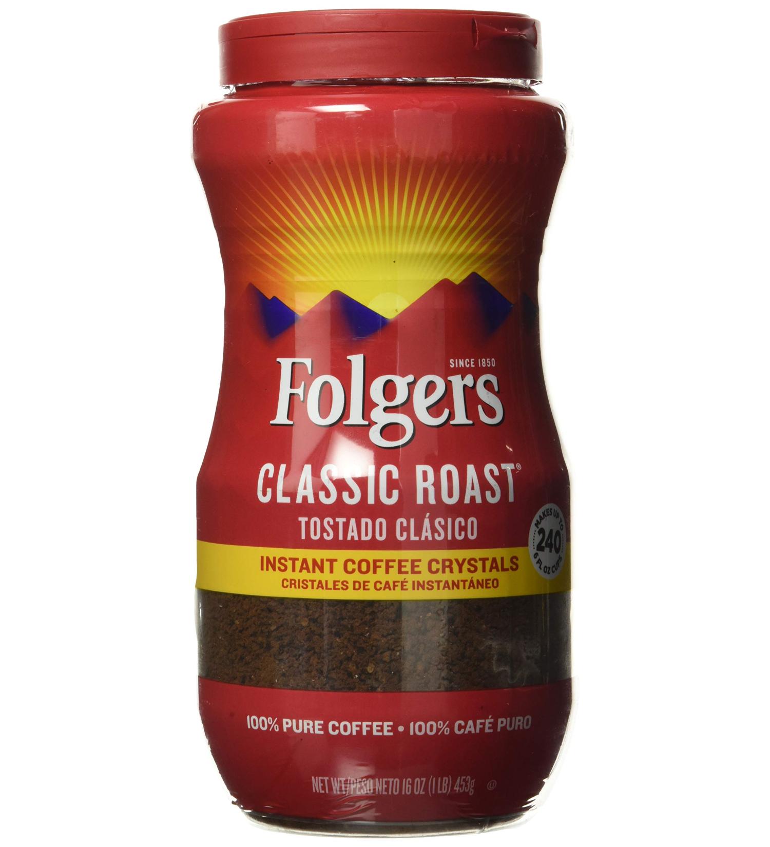 Folgers Instant Coffee Crystals Classic Roast 16 Ounce - Buy Online on GoSupps.com