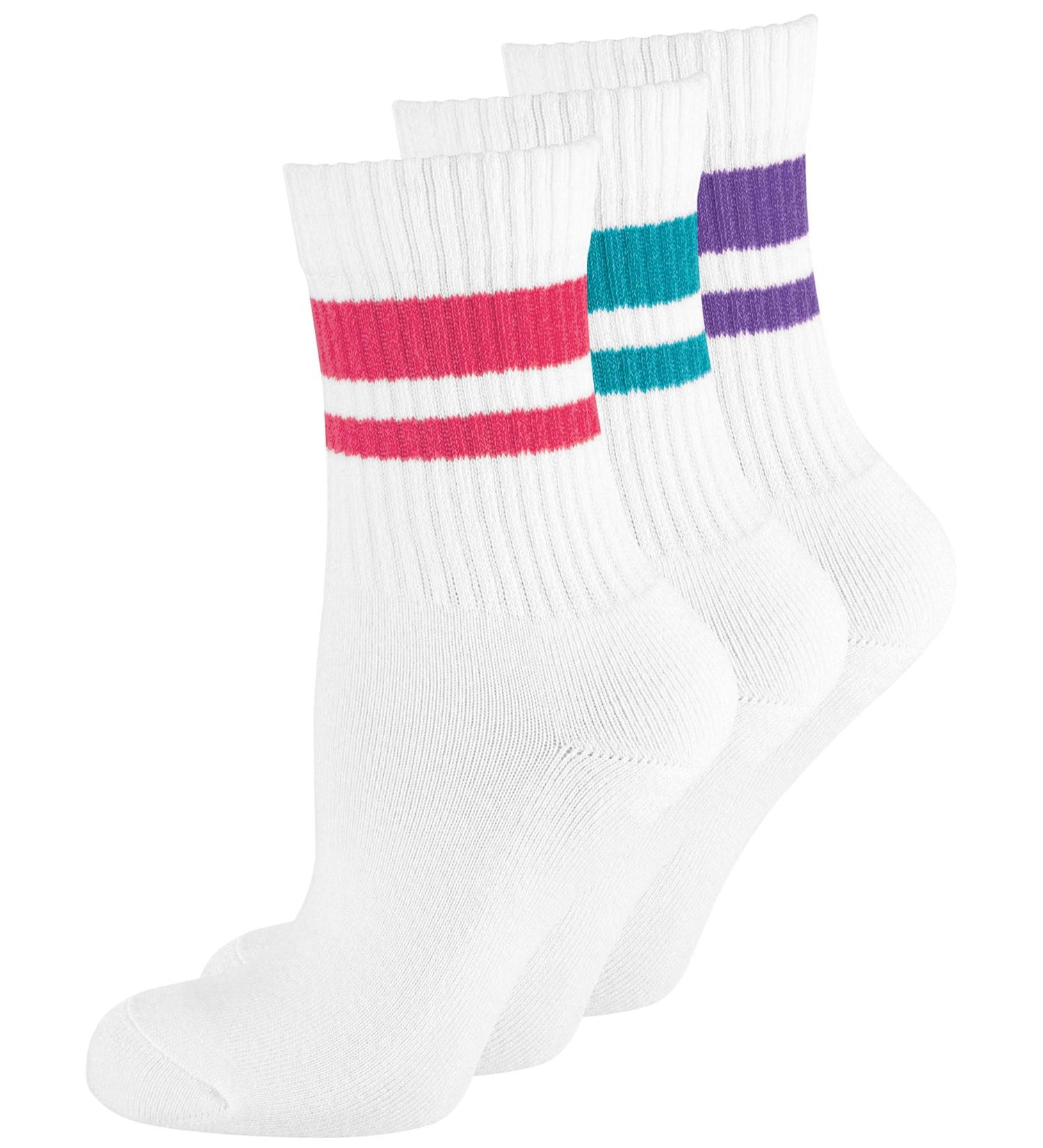 Buy 3 Pack Retro Tennis Socks - High Sport Striped Cotton Socks for Ladies | Breathable & Comfortable | International Shipping Available - Buy Online on GoSupps.com
