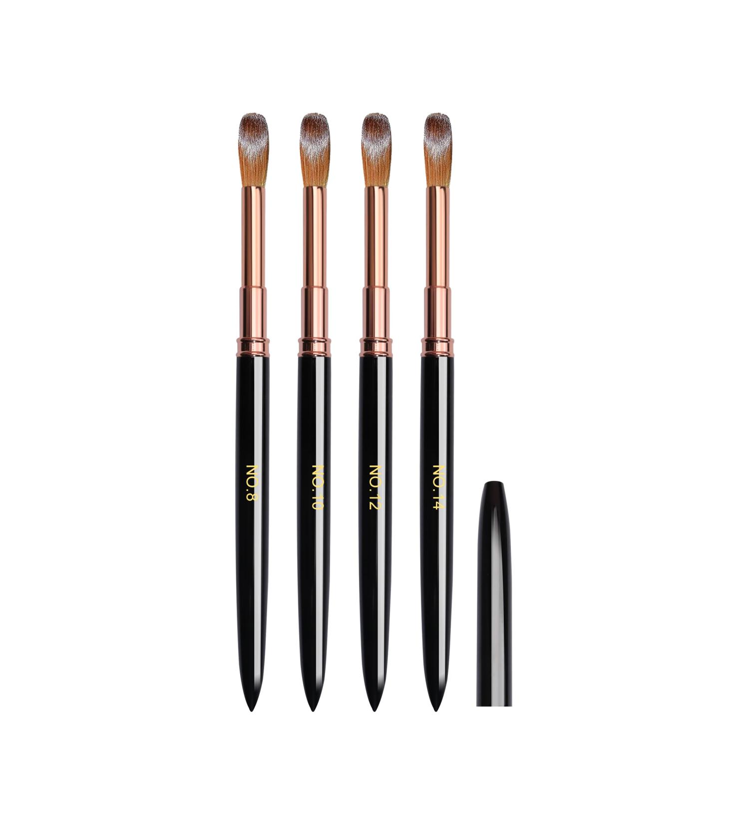 LEDSUUEI Acrylic Nail Brush Set - 4pcs Kolinsky Brushes for Acrylic Powder - Durable Brush for Beginners - D-BLACK - Buy Online on GoSupps.com