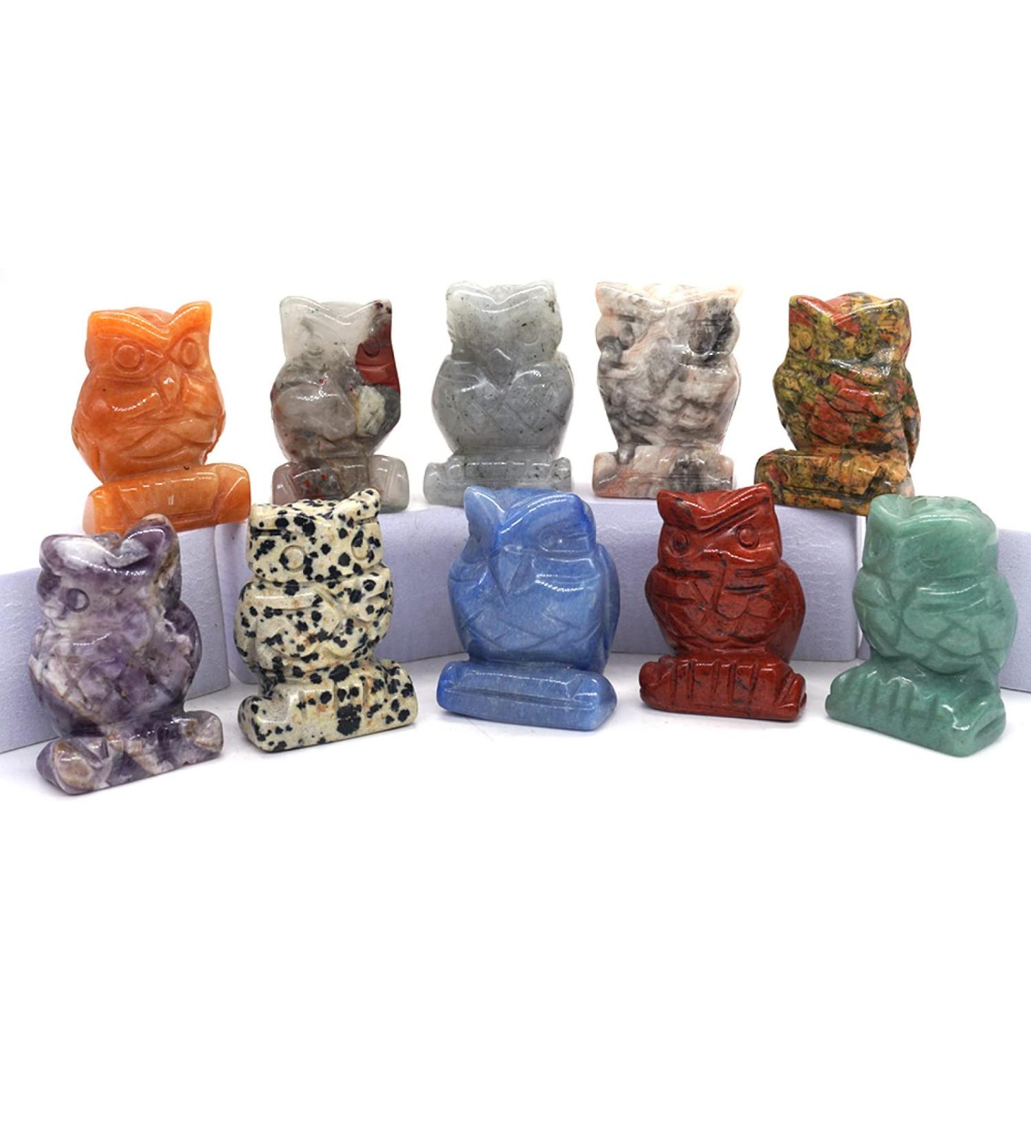Crystal Stone Beads Natural Crystal Stone Skull Animal Statue Crystal Hazelnuts Figurine Gemstone Carved Angel Wicca Craft Decor 1 Set (Color : Owl 1.5 in Size : 10pcs) 10pcs Owl 1.5 in - Buy Online on GoSupps.com