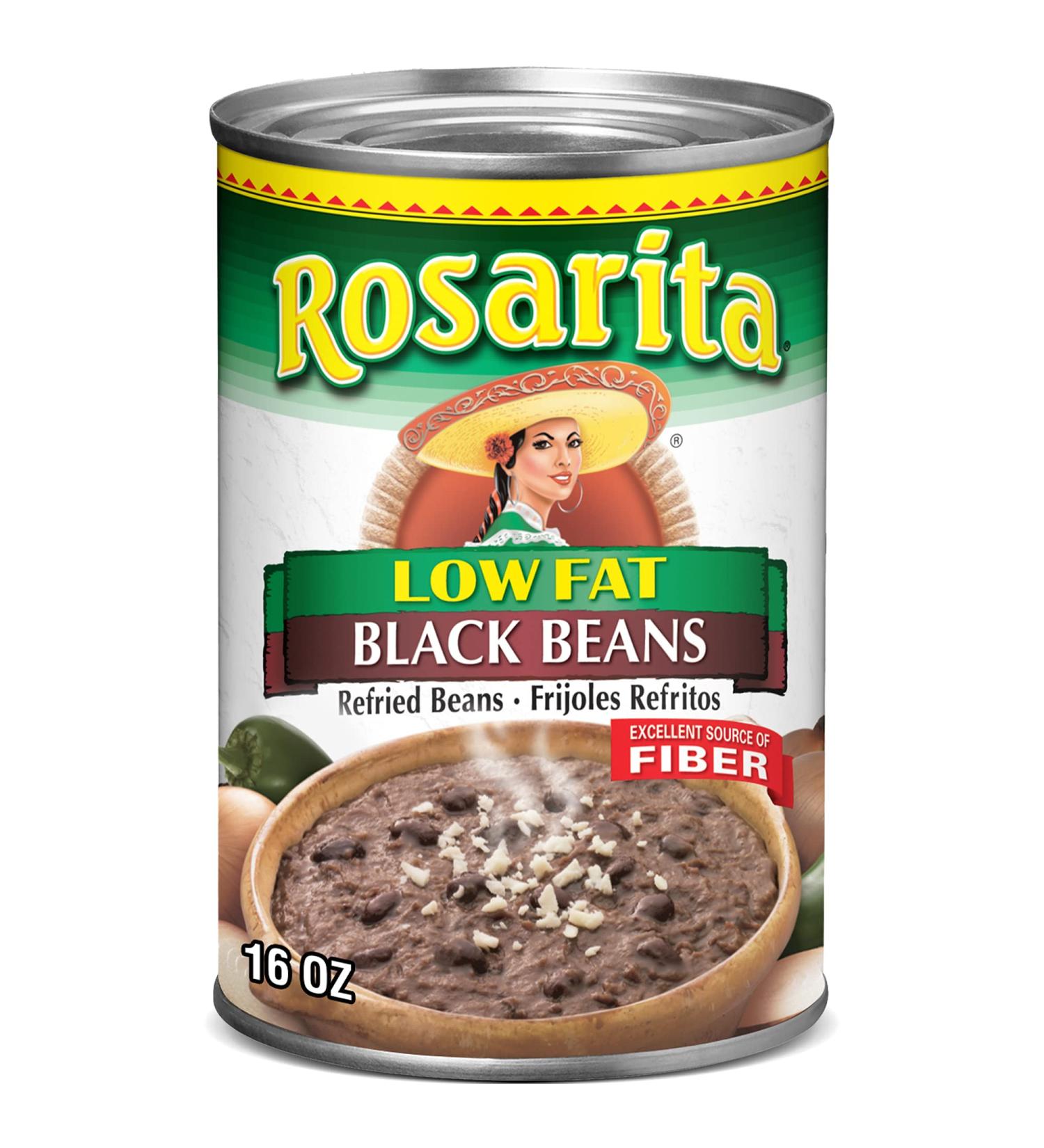 Rosarita Low Fat Refried Black Beans 16 oz - Delicious & Healthy Side Dish - Buy Online on GoSupps.com