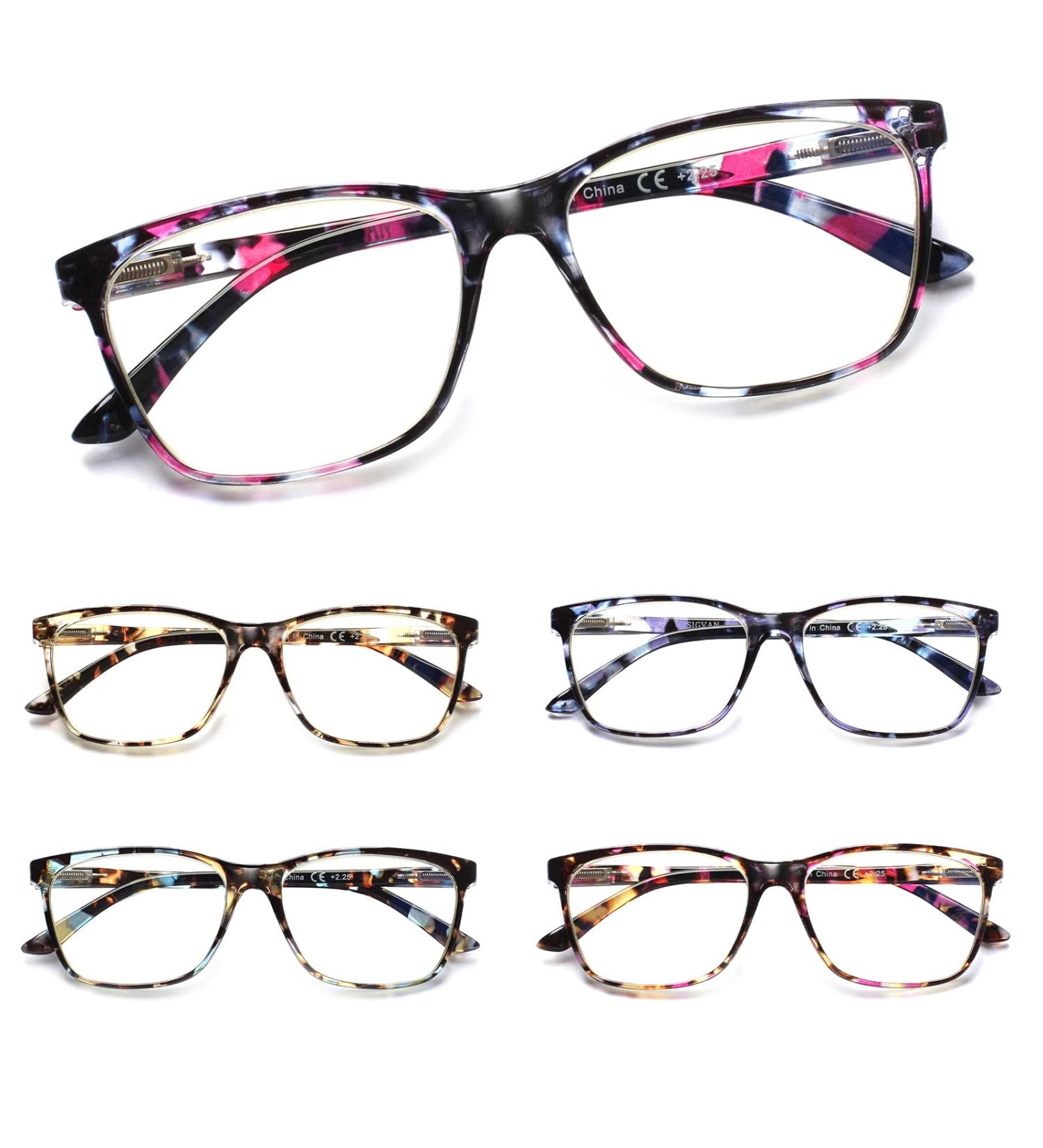 Cojwis 5 Pack Women s Blue Light Filter Reading Glasses Ultralight Spring Hinges Stylish Patterns 3.50 Magnification 5 Mixed Colors - Buy Online on GoSupps.com