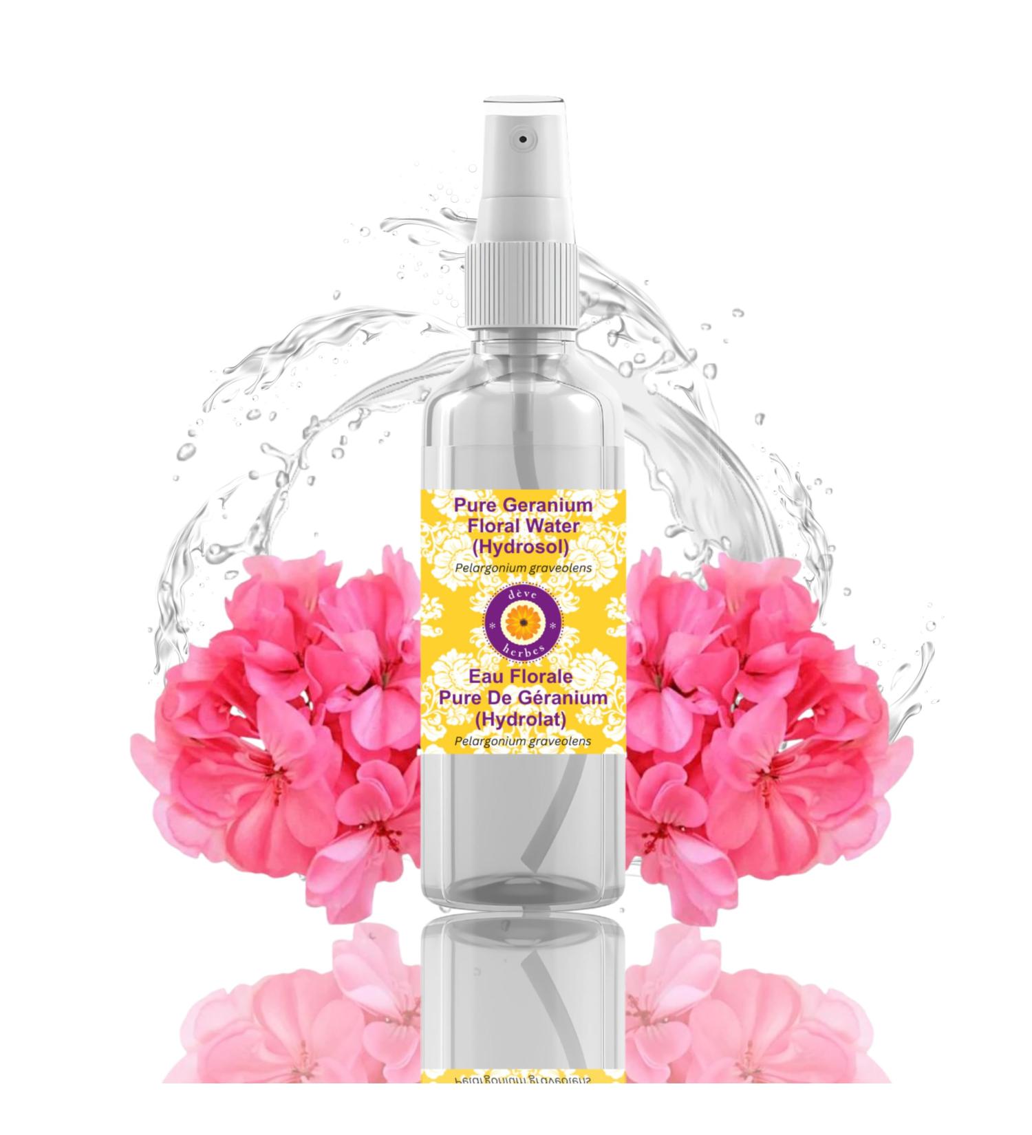 Deve Herbes Pure Geranium Floral Water (Hydrosol) (Pelargonium graveolens) 100ml (3.38 oz) - Buy Online on GoSupps.com