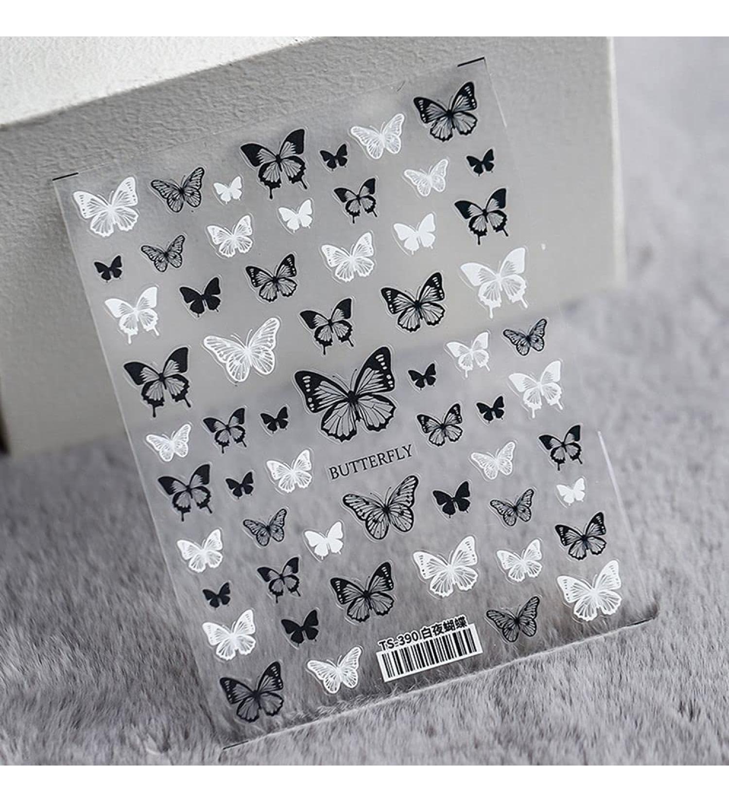 1 Sheet DIY Salon Multi Styles Nails Beauty 5D Nail Art Sticker Nail Art Decorations Self-adhesive Back Glue Butterfly-shape Nail Sticker(Style 03) - Buy Online on GoSupps.com