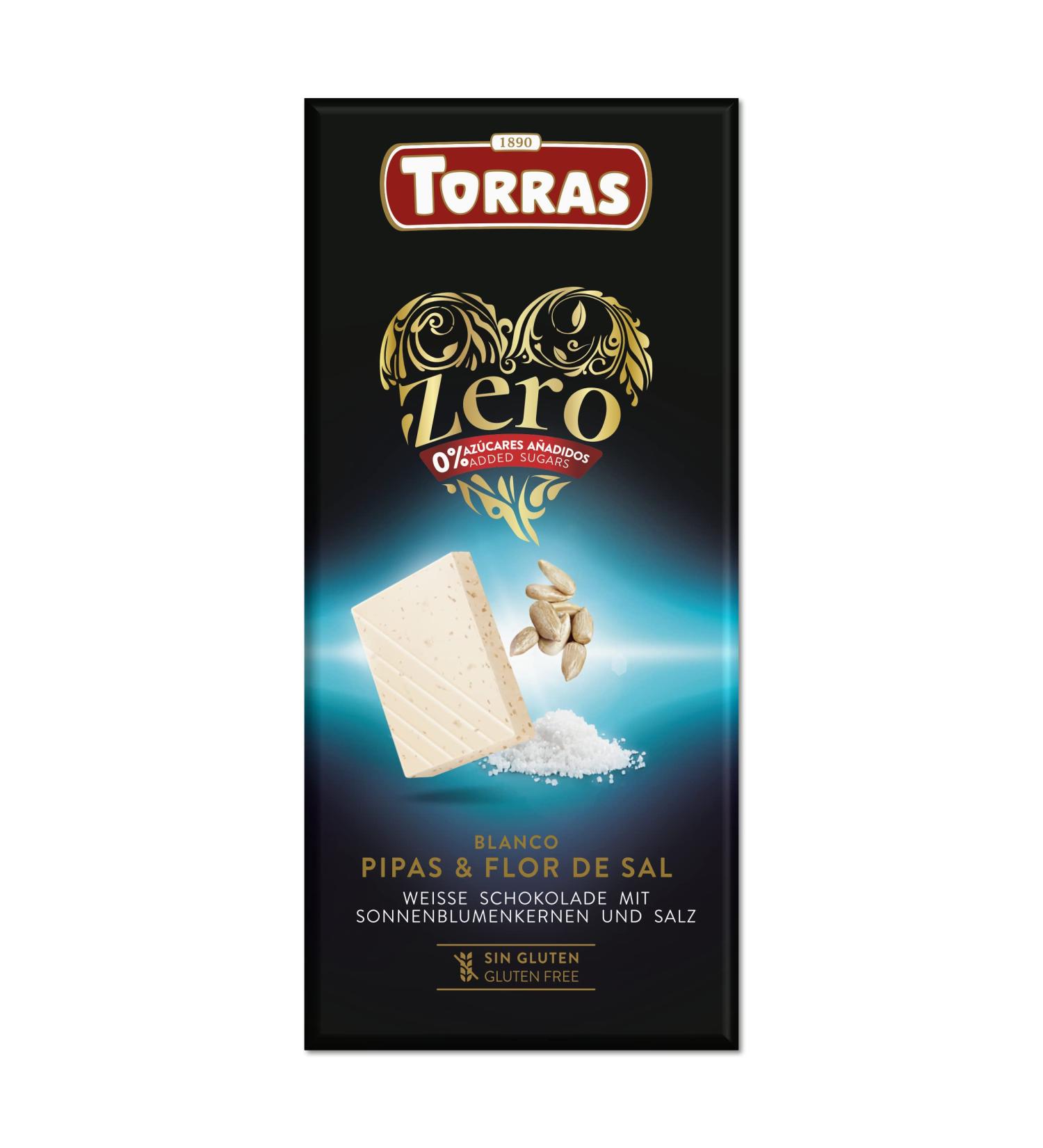 Torras Zero White Chocolate with Sunflower Seeds and Sea Salt 125g - Buy Online on GoSupps.com
