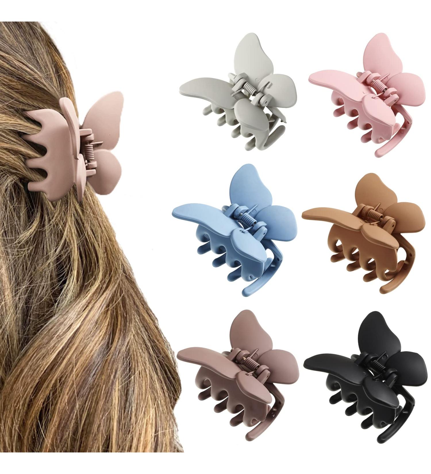 6PCS Small Butterfly Hair Claw Clips - Strong Hold for Thick Hair - Blue, Black, White, Brown, Fan, Coffee - Buy Online on GoSupps.com