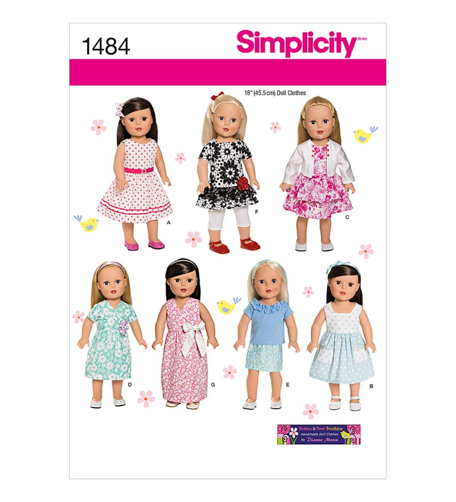 Simplicity 1484 Doll Clothes Sewing Patterns | 18'' Dolls | Shop Now - Buy Online on GoSupps.com